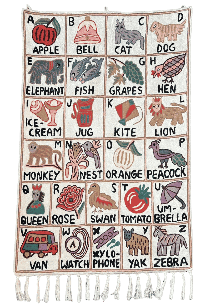 Alphabet tapestry, Shekdur