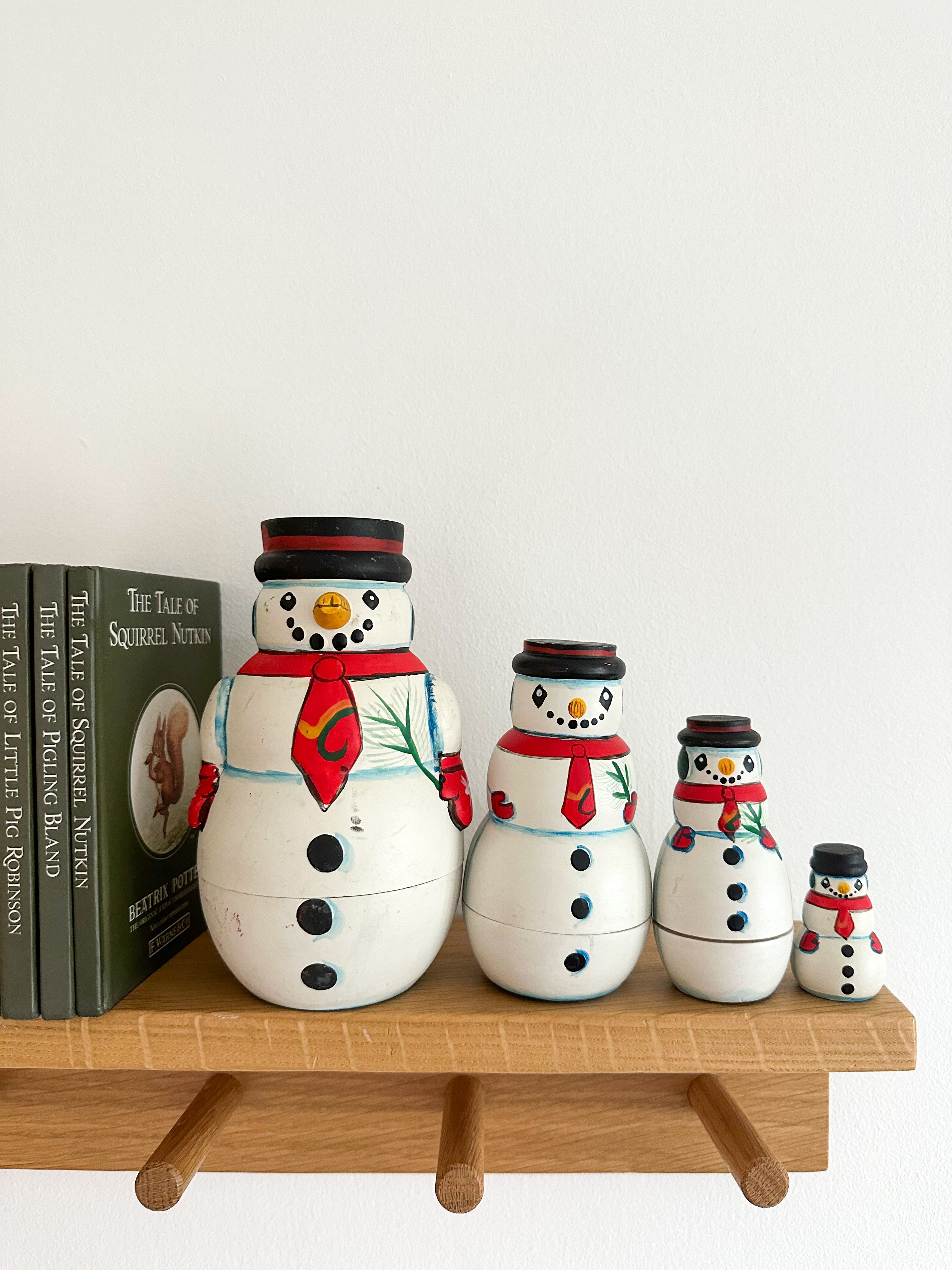 Vintage wooden snowman nesting Russian Matryoshka dol - Moppet