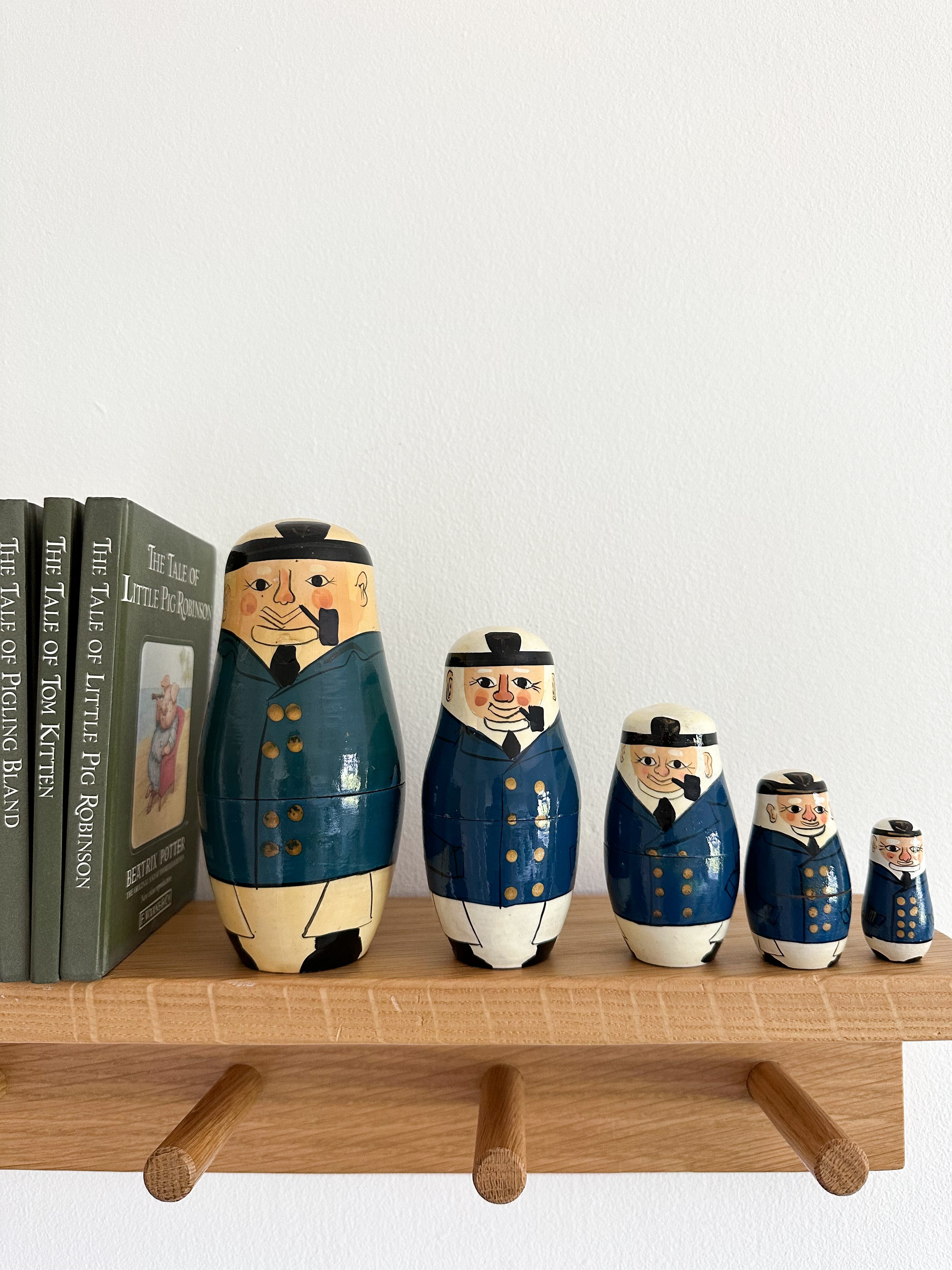 Vintage sailor/fishermen wooden nesting Russian Matryoshka dolls - Moppet