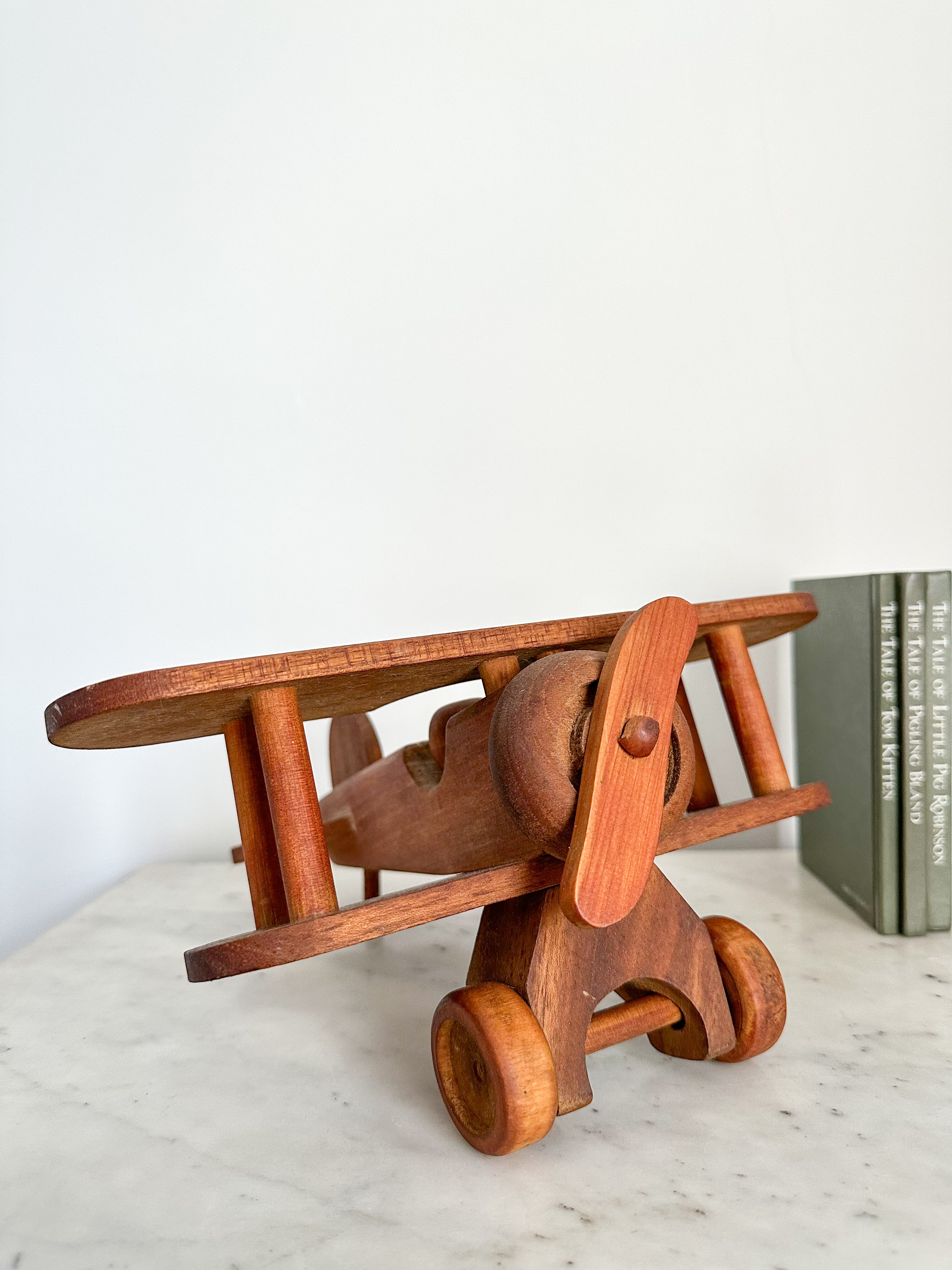 Vintage handmade wooden classic bi-plane aeroplane/airplane - Moppet