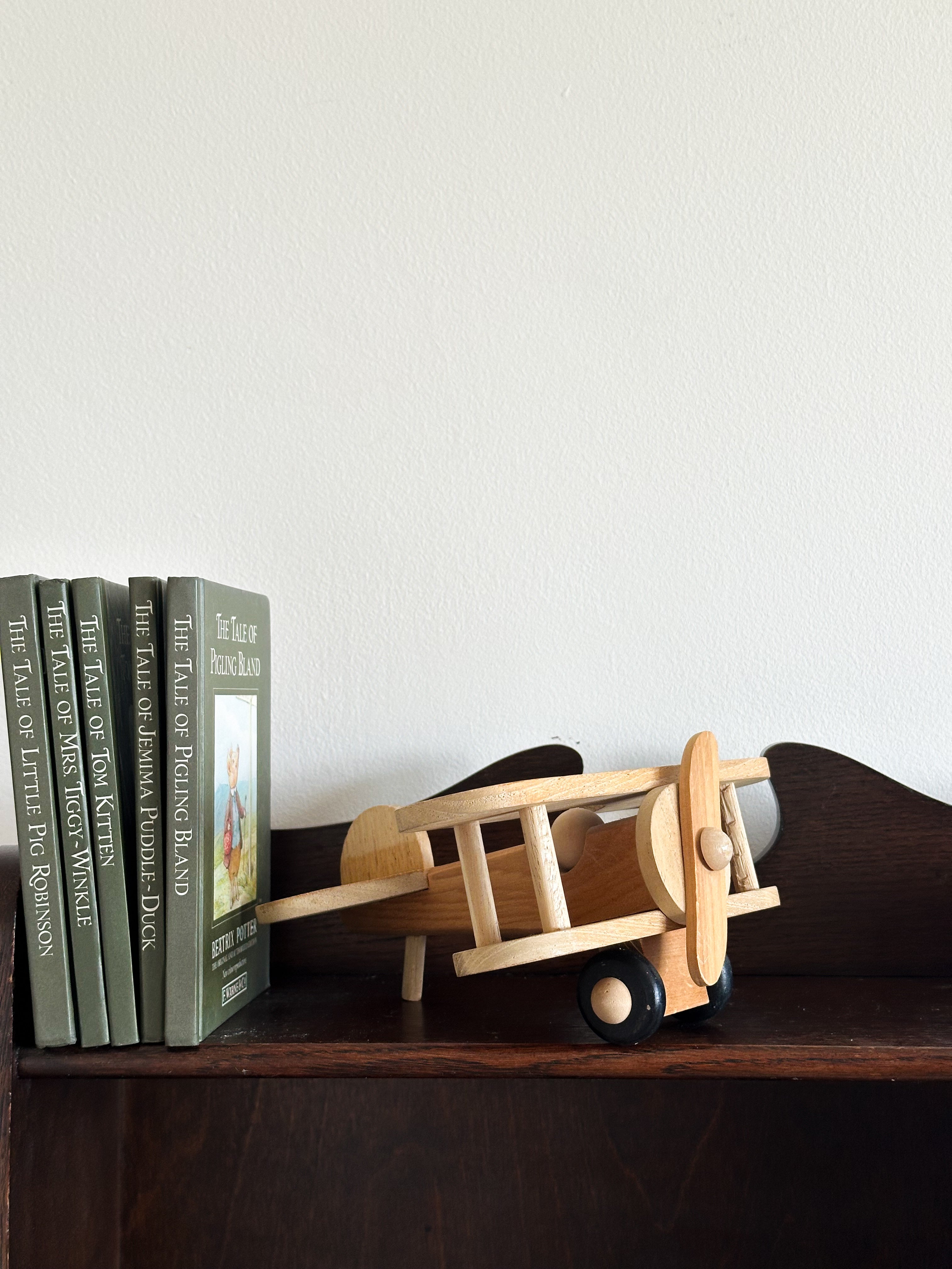 Vintage handmade wooden classic bi-plane aeroplane/airplane