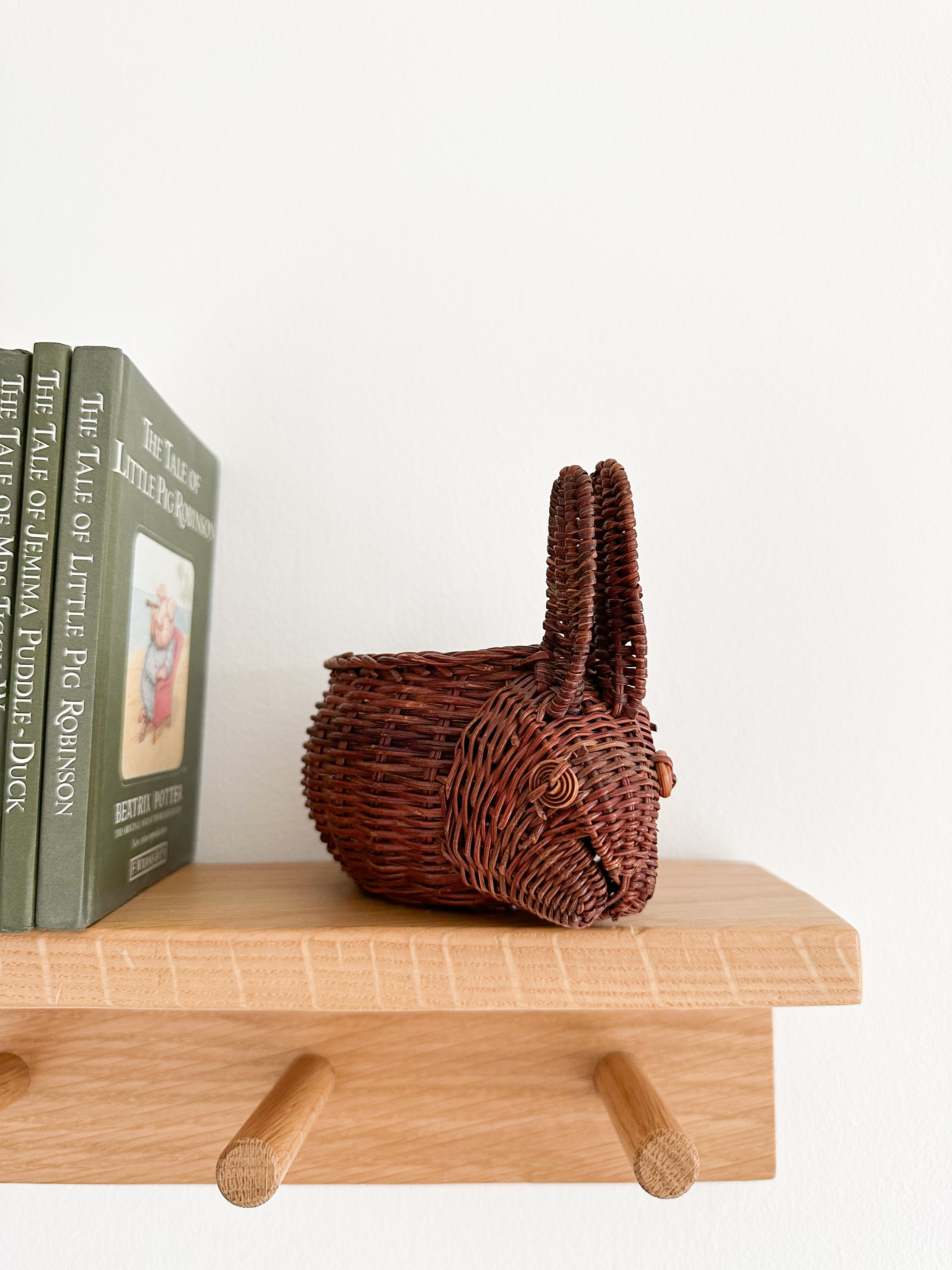 Vintage wicker/rattan rabbit Easter display basket - Moppet