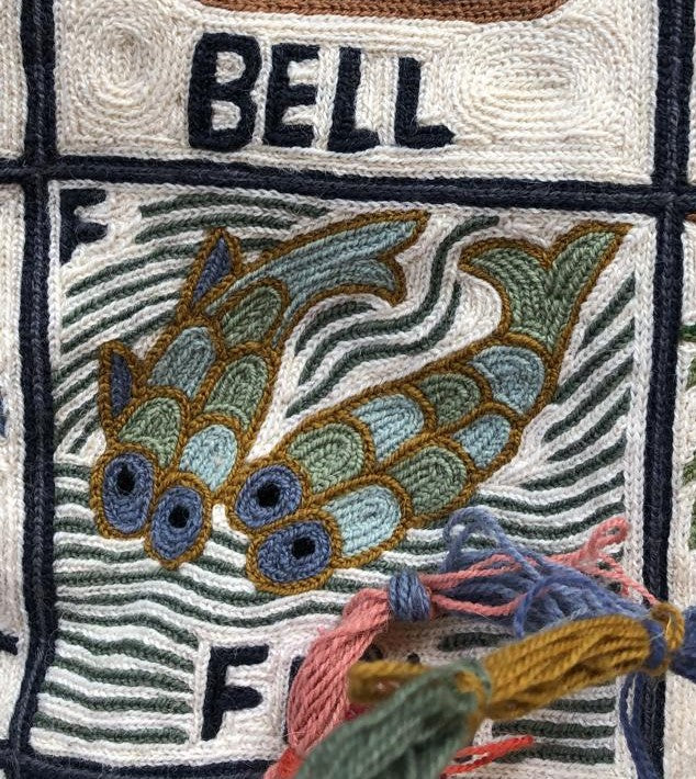Handmade alphabet ABC crewel embroidered wall hanging tapestry