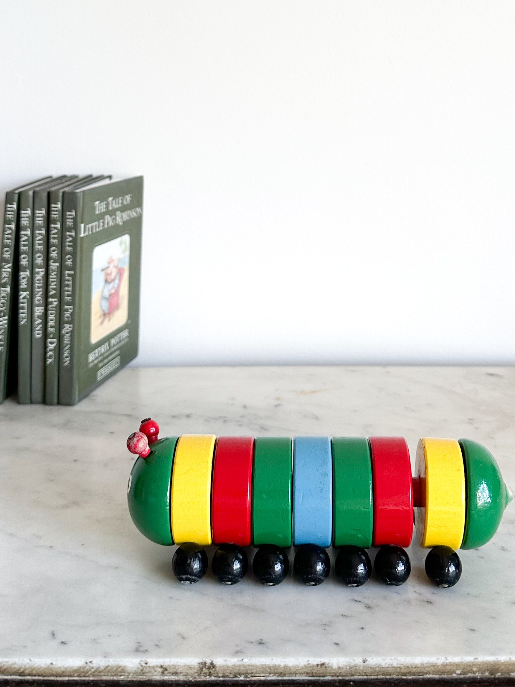 Vintage stacking wooden caterpillar