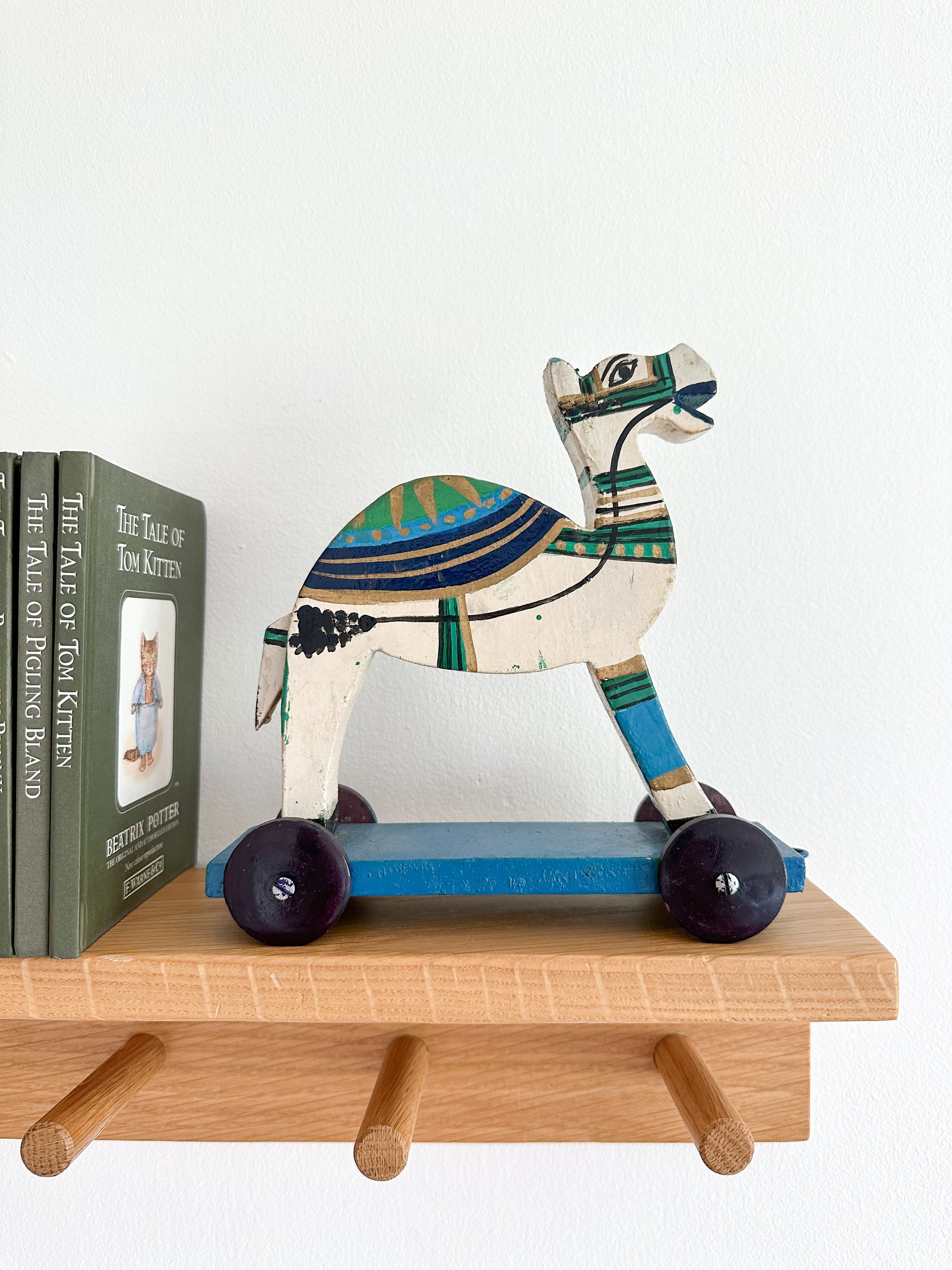Vintage Indian wooden folk art pull-along camel - Moppet