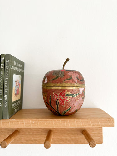 Vintage cloisonné enamelled apple trinket box, in red, pink, blue and green - Moppet