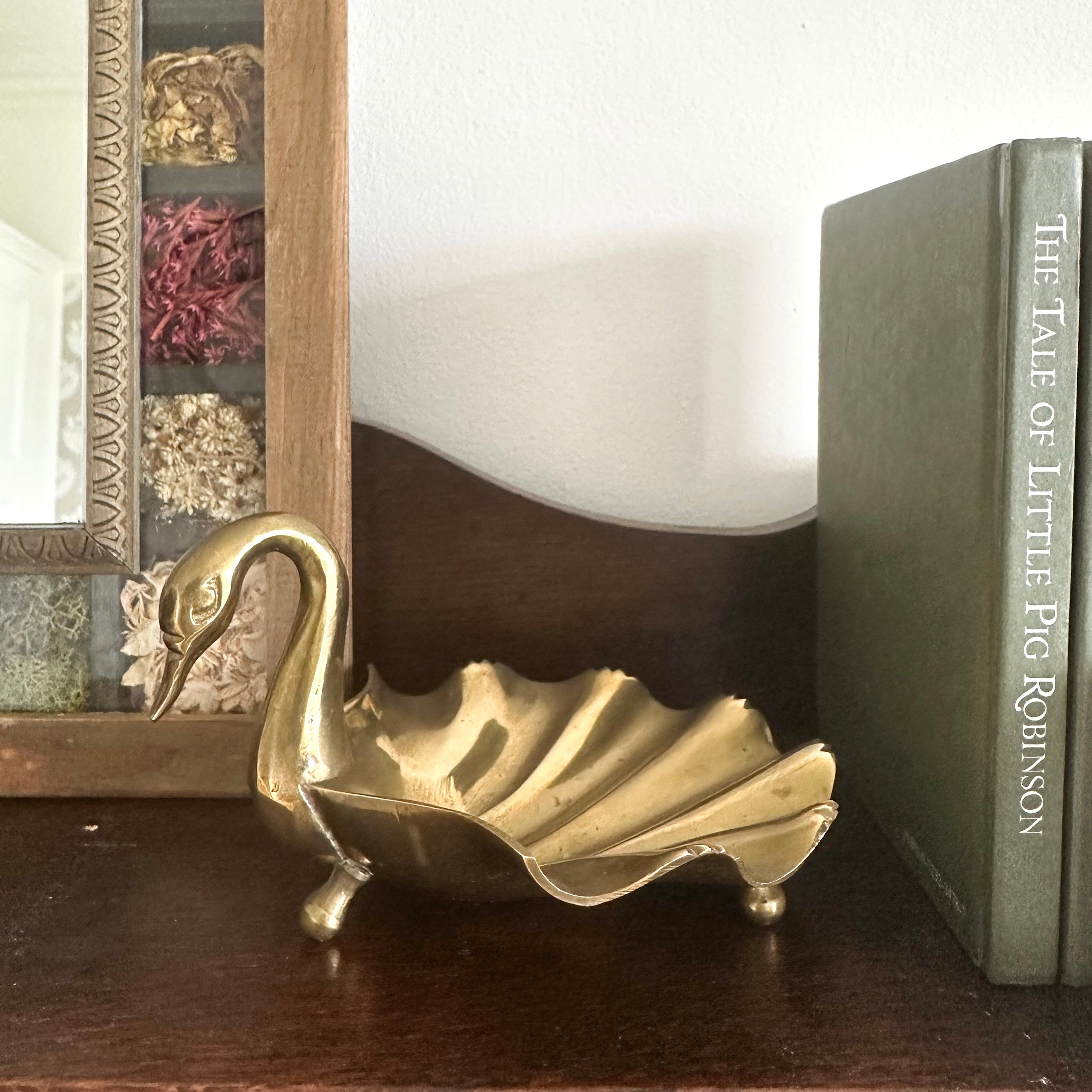 Vintage Art Deco brass swan trinket/jewellery dish - Moppet