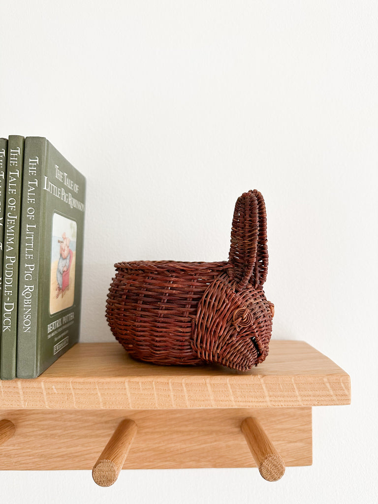 Vintage wicker/rattan rabbit Easter display basket - Moppet