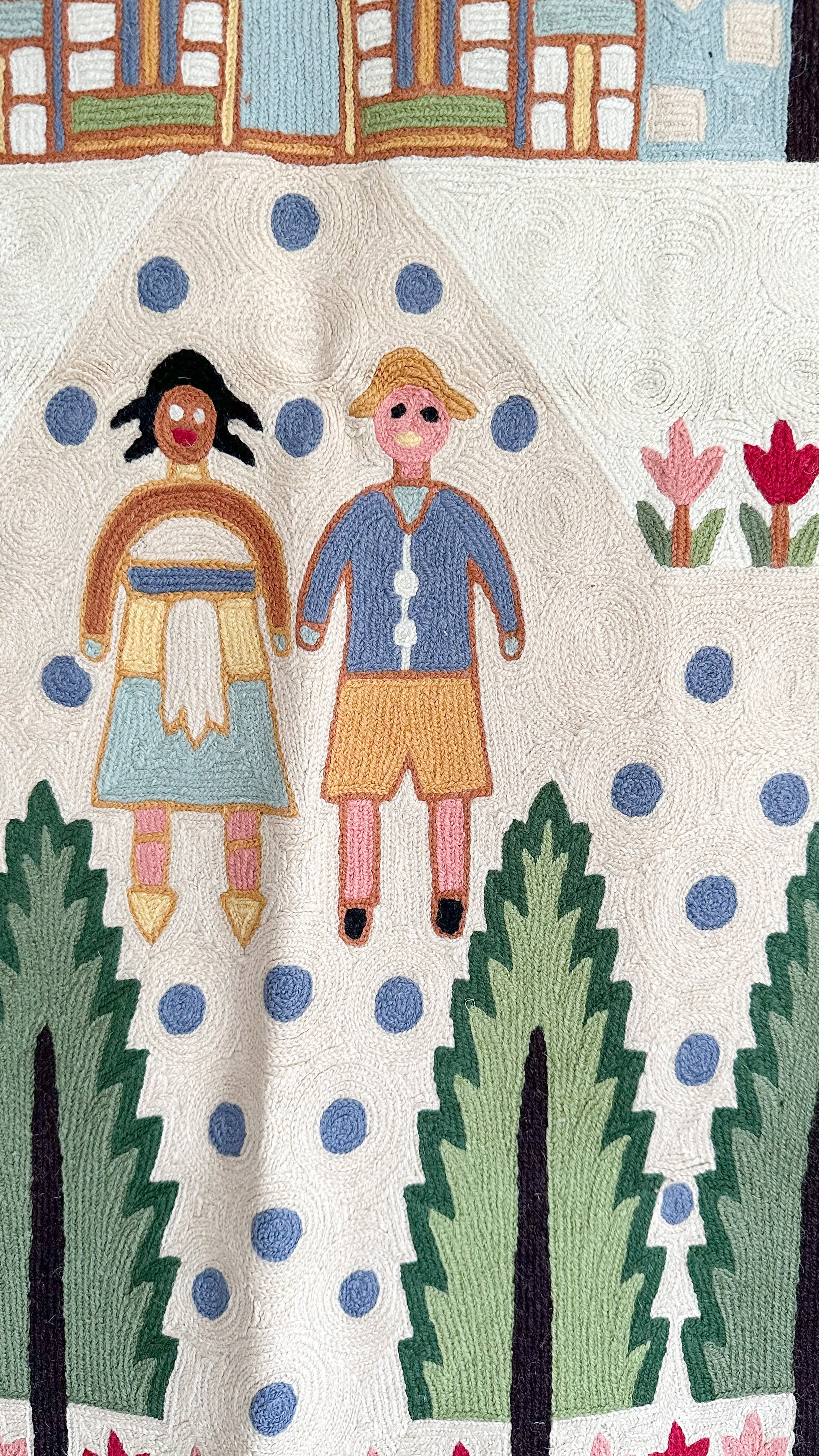 Handmade folk art house crewel wall hanging tapestry | Keran (PREORDER) - Moppet