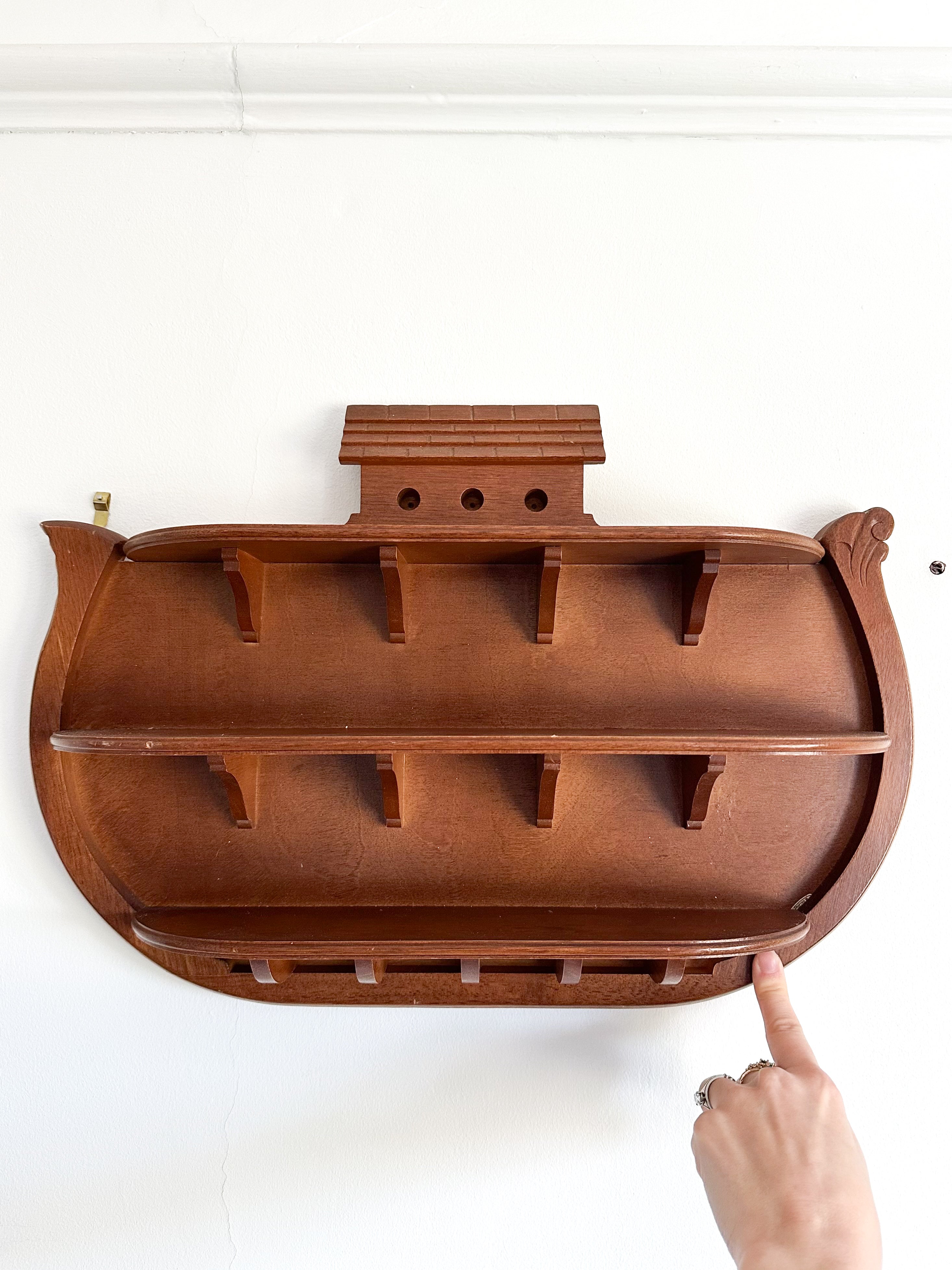 Vintage wooden Noah’s Ark display shelves