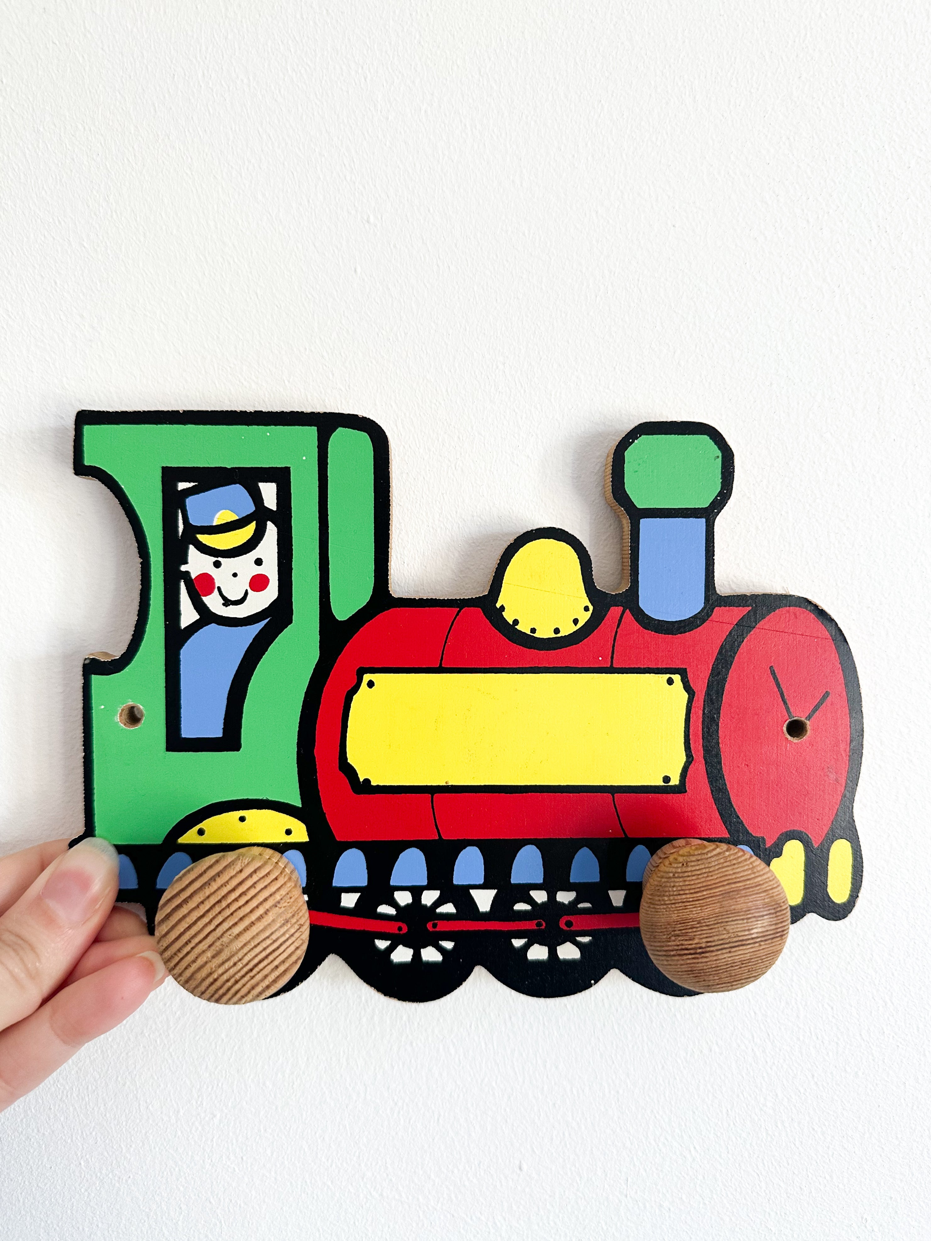 Vintage Train wooden peg rail coat hook, main in England