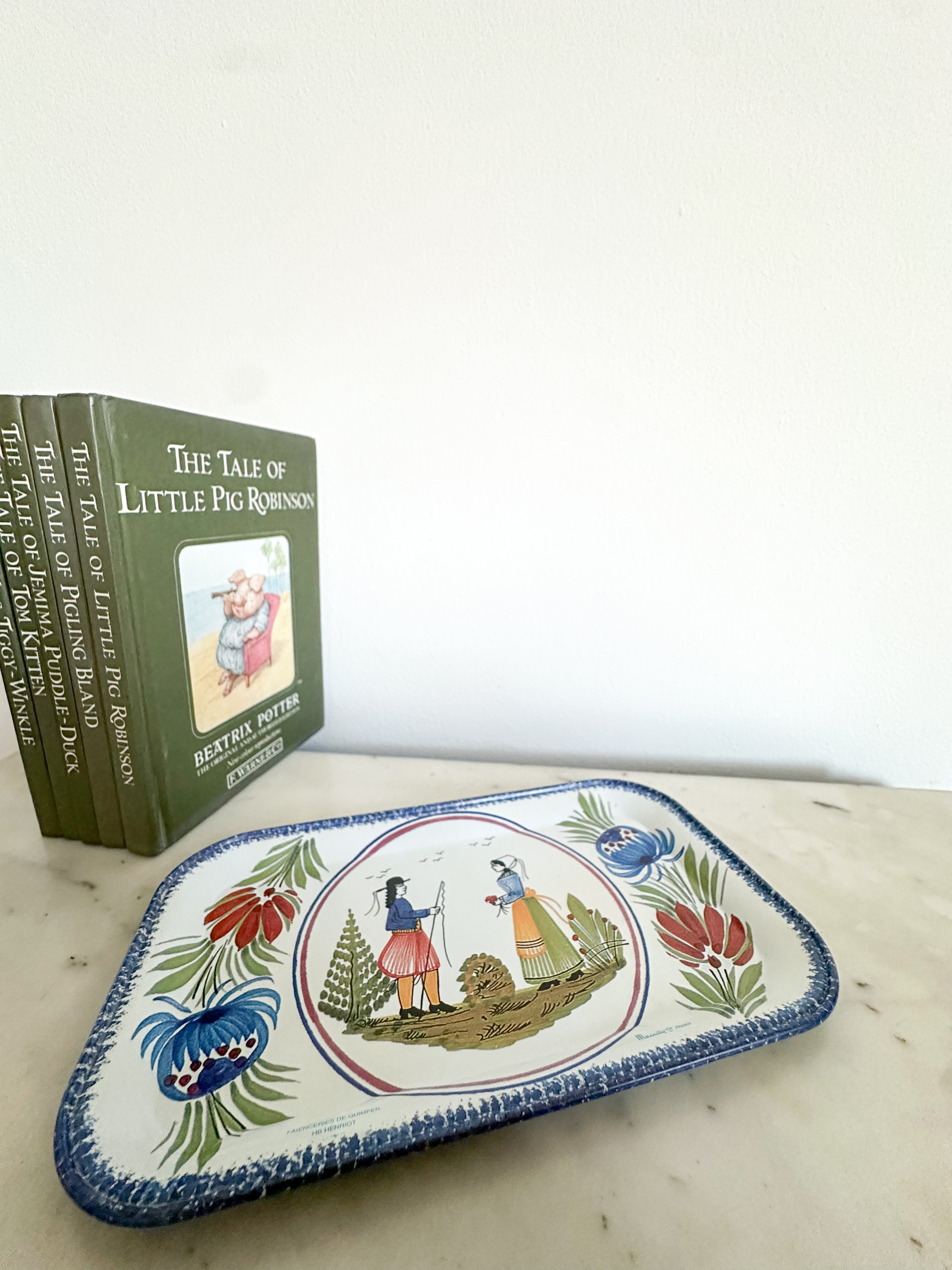 Vintage French tin trinket tray