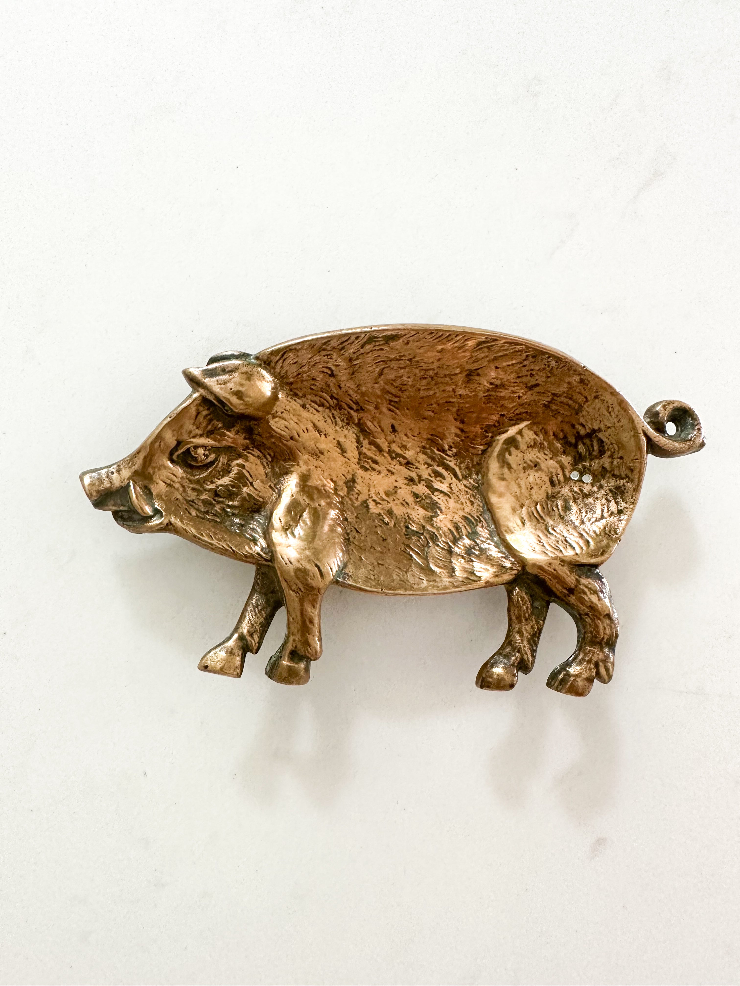 Vintage brass pig trinket/jewellery dish - Moppet