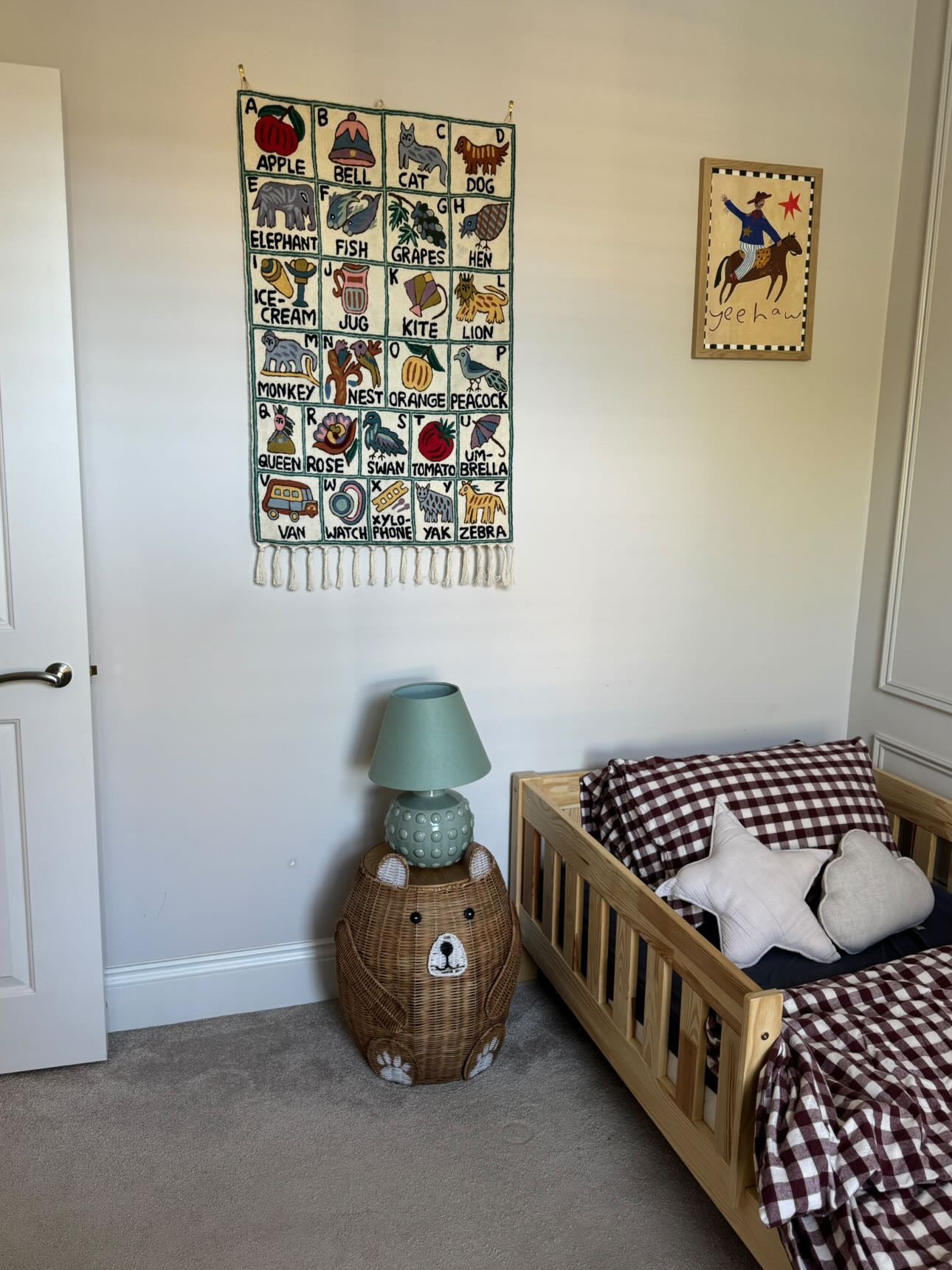 Handmade alphabet ABC crewel wall hanging tapestry | Nambla | PREORDER - Moppet