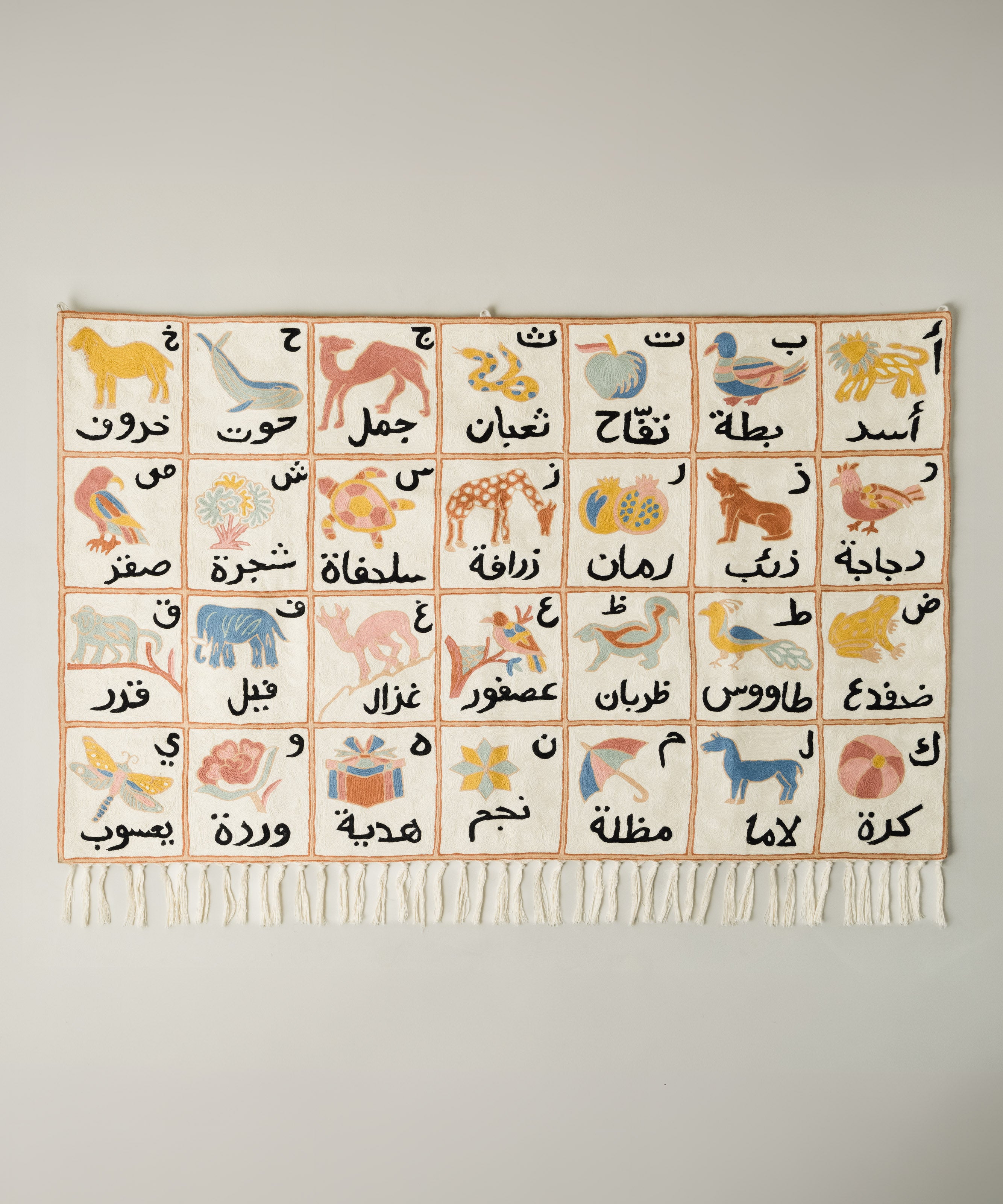 Arabic alphabet tapestry (الْأَبْجَدِيَّة الْعَرَبِيَّة), Aru
