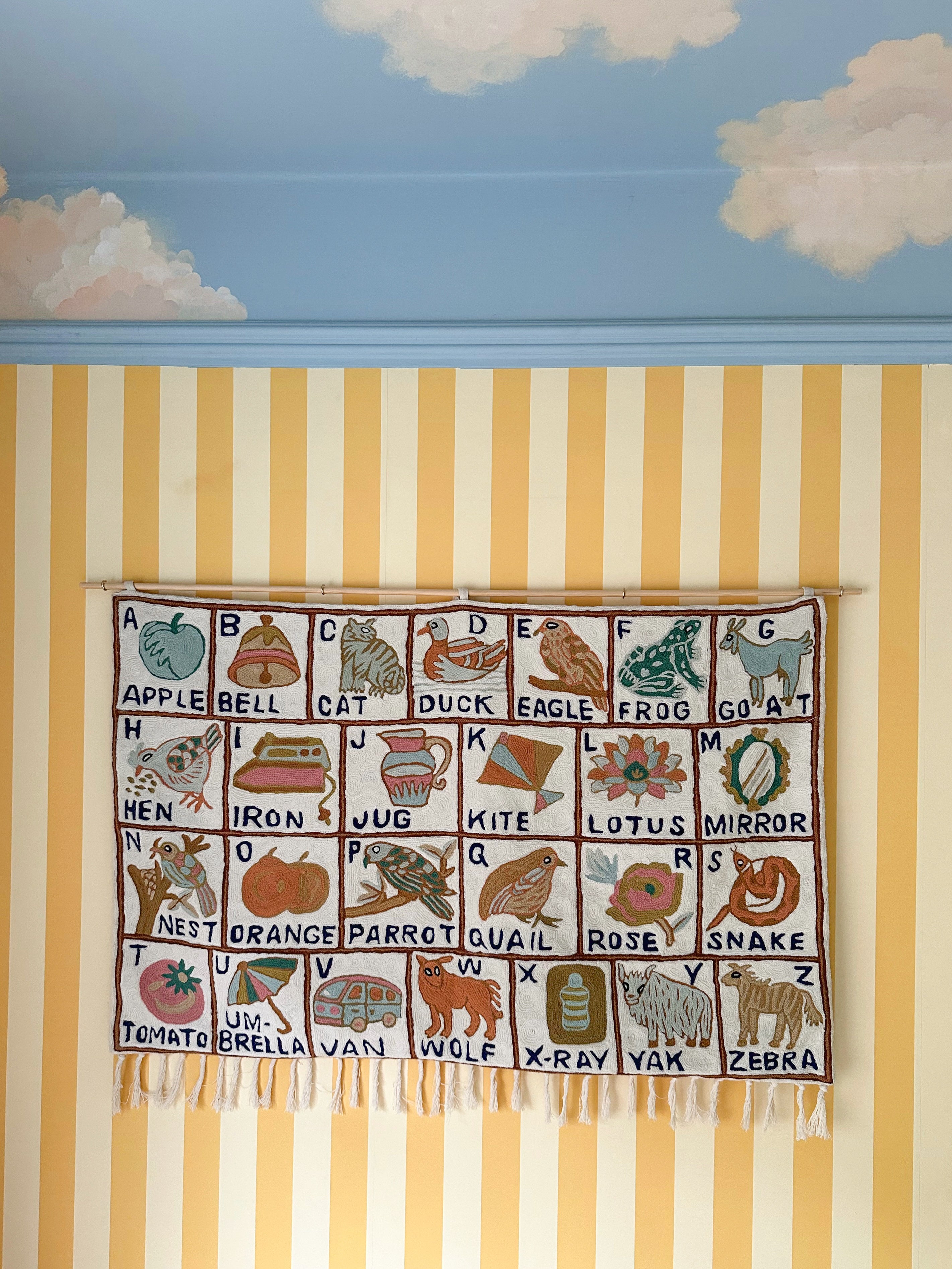 Handmade alphabet ABC crewel wall hanging tapestry |  Tarsar - Moppet
