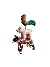 Load image into Gallery viewer, &#39;Mexican menagerie&#39; ceramic sculpture | Farmyard  (cow, pig, cockrel/rooster) - Moppet
