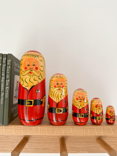 Vintage wooden Father Christmas Santa nesting Russian Matryoshka dolls - Moppet