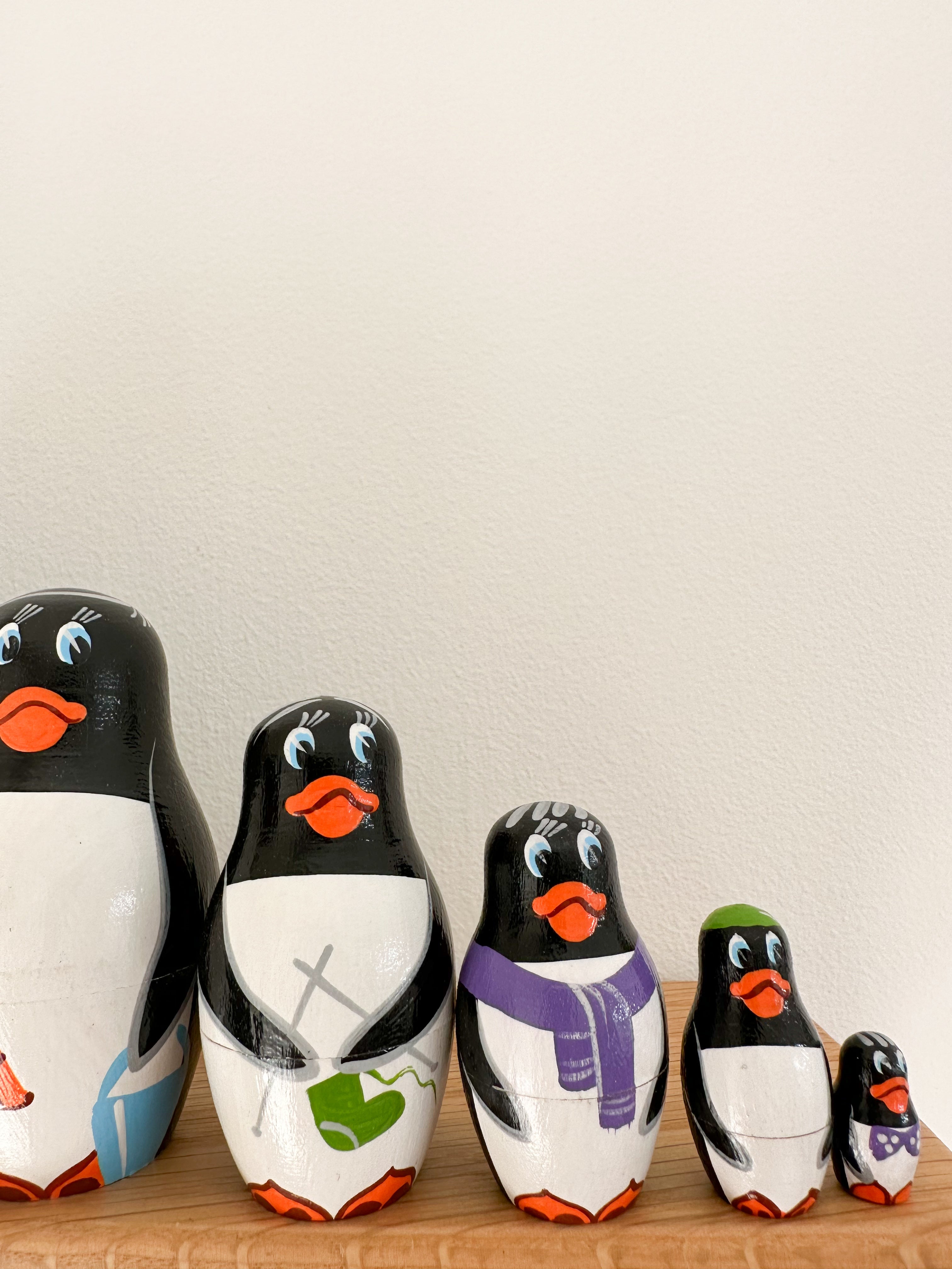 Vintage wooden nesting penguin ‘Russian’ dolls - Moppet
