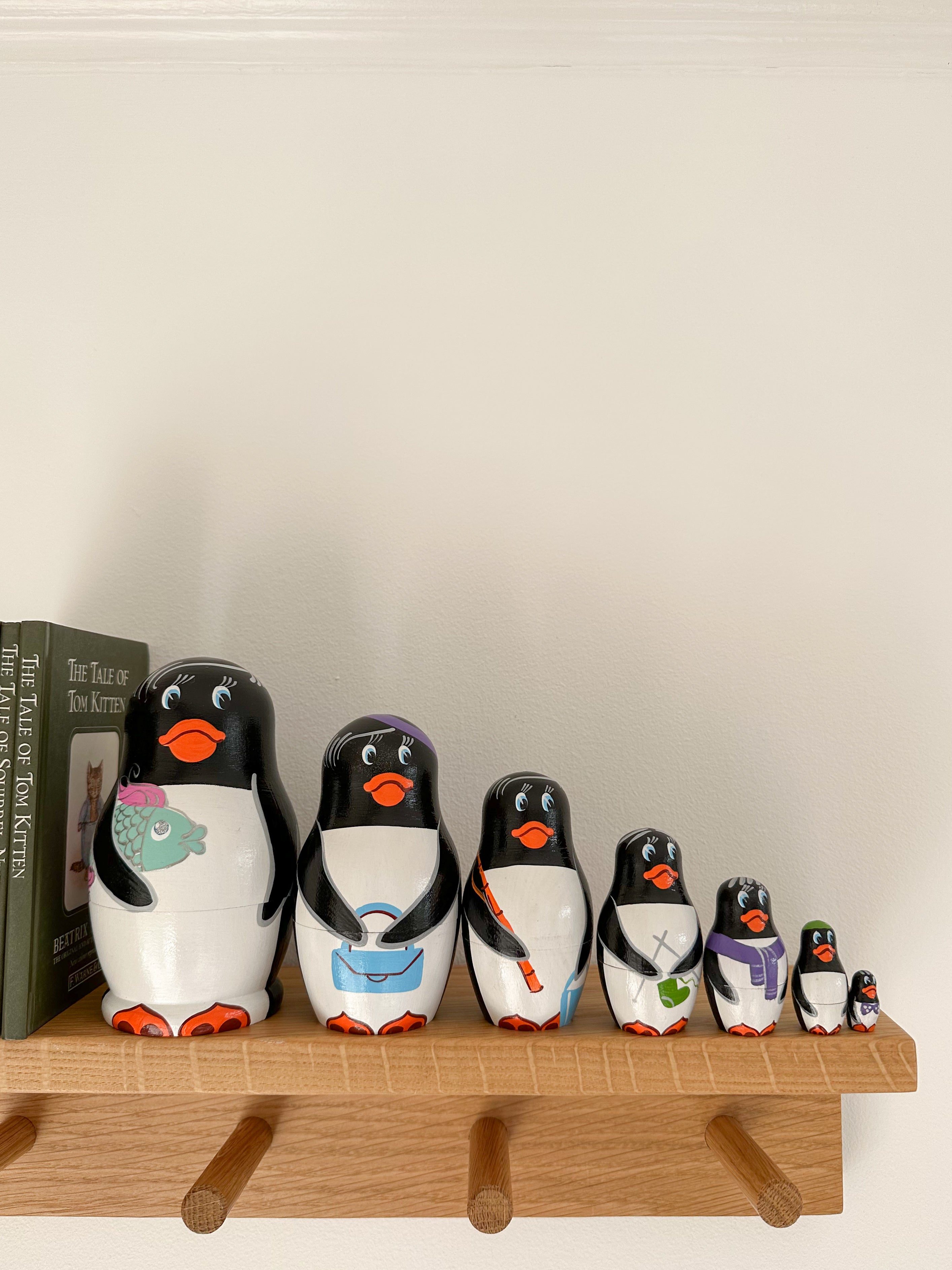 Vintage wooden nesting penguin ‘Russian’ dolls - Moppet