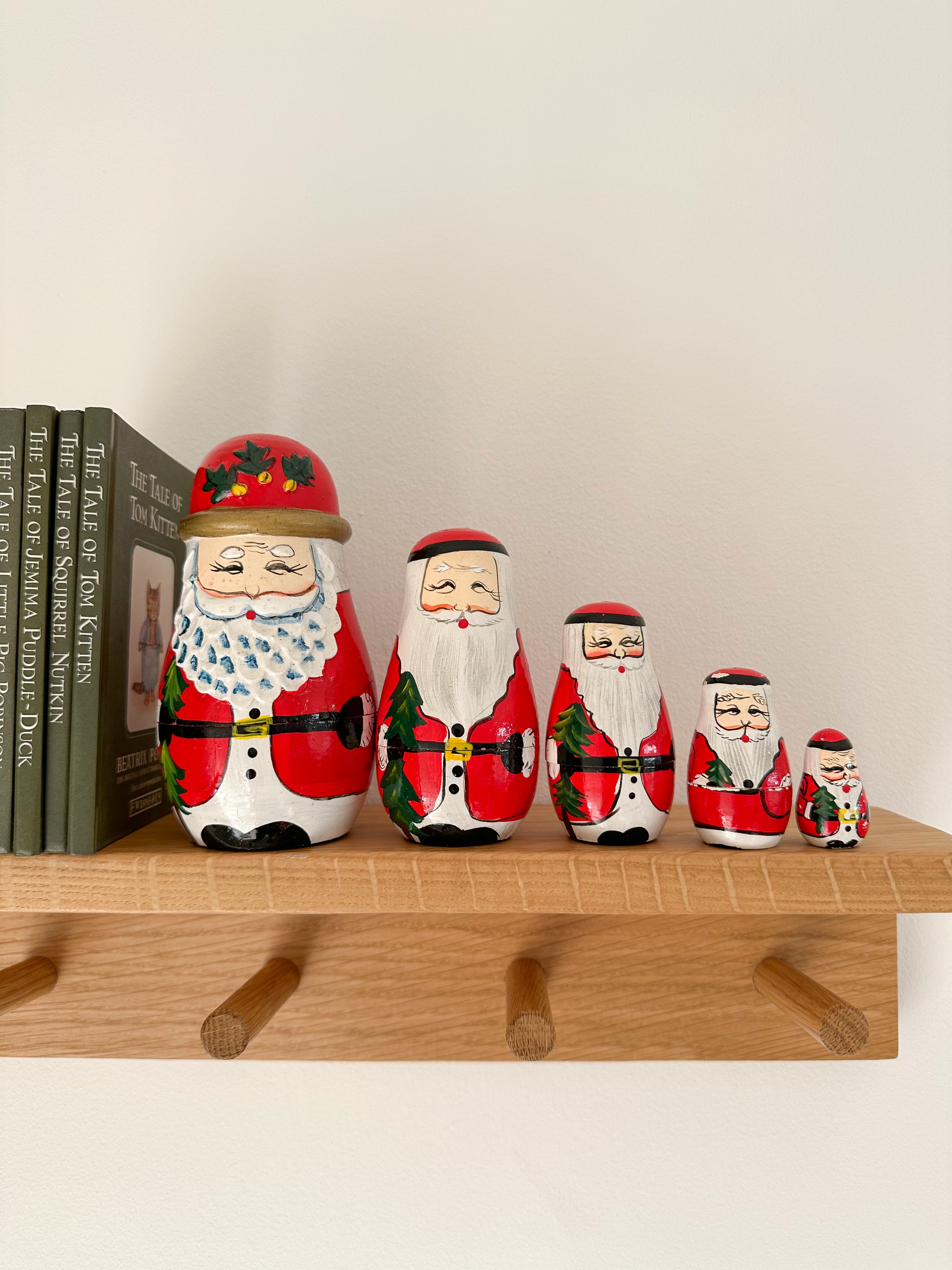 Vintage wooden Father Christmas Santa nesting Russian Matryoshka dolls - Moppet