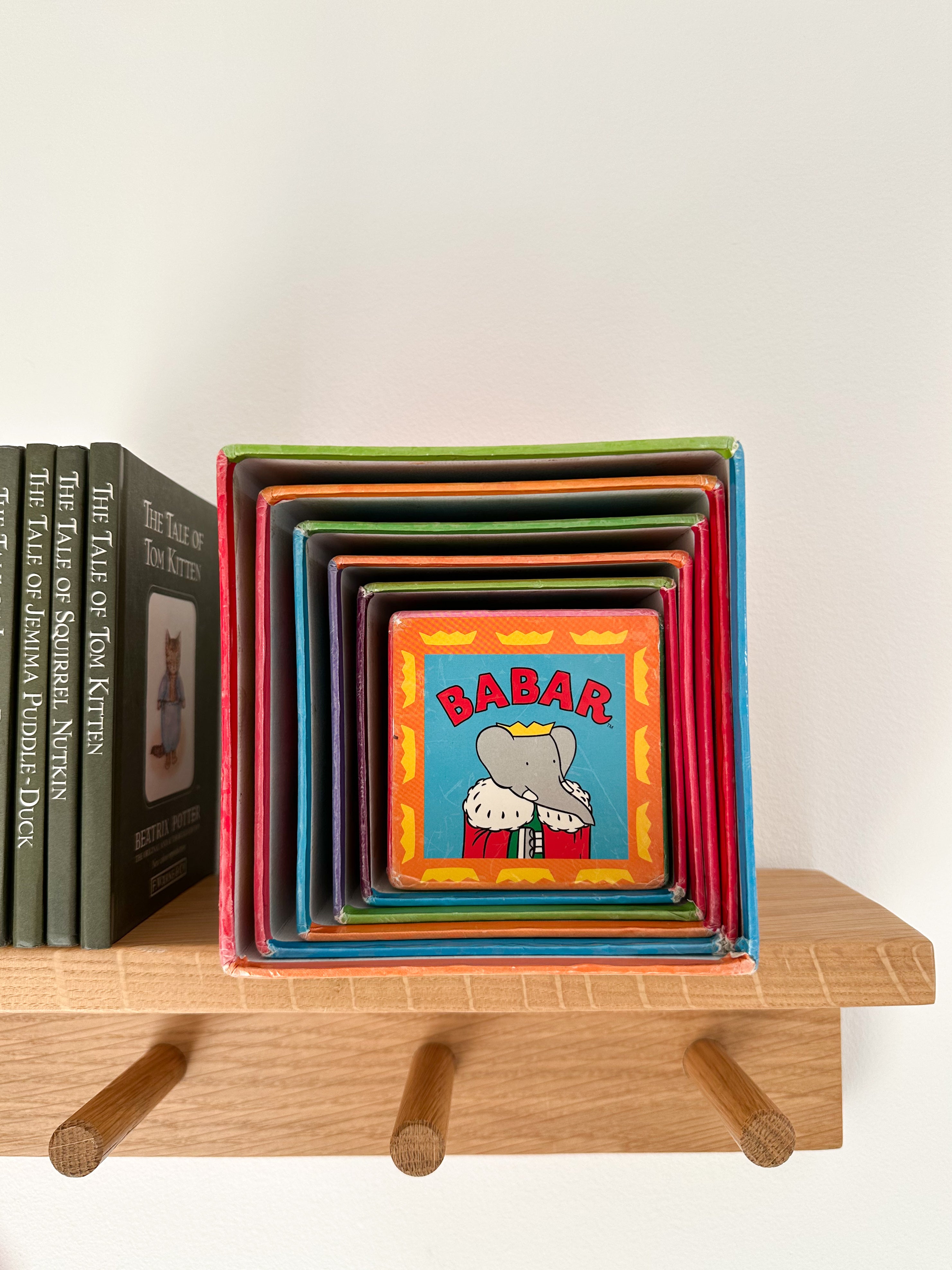 Vintage French Babar set of 6 stacking and nesting blocks, by Petit Jour Paris in original box - Moppet