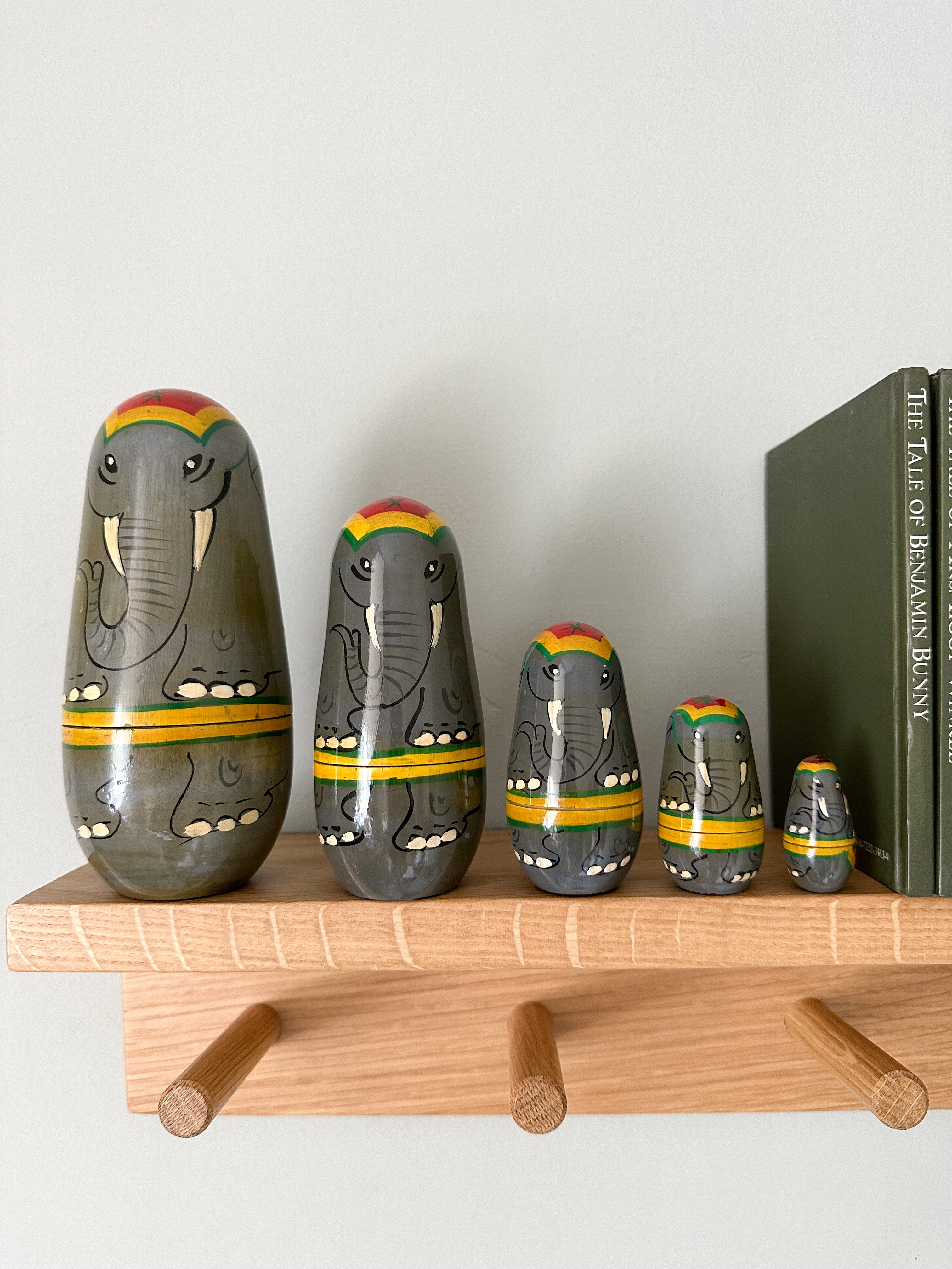 Vintage wooden nesting elephant ‘Russian’ dolls - Moppet
