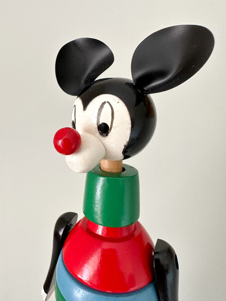 Vintage rare wooden 1960s Swedish stacking Mickey Mouse in original box, by Brio - Moppet