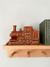 Load image into Gallery viewer, Vintage ceramic steam engine train &#39;St Louis&#39; money box or ‘piggy bank’ in tan brown, by Price &amp; Kensington - Moppet
