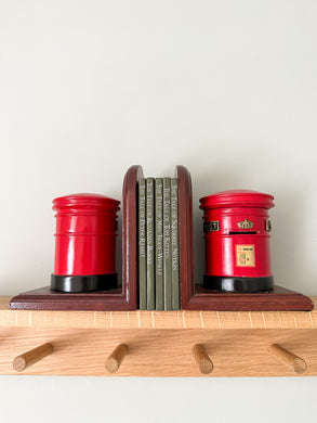 Vintage rare wooden post box bookends, trinket box and money box - Moppet
