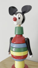 Load and play video in Gallery viewer, Vintage rare wooden 1960s Swedish stacking Mickey Mouse in original box, by Brio
