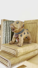 Load and play video in Gallery viewer, Pair of vintage wooden spotty dog bookends
