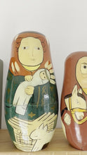 Load and play video in Gallery viewer, Vintage wooden Christmas nativity Russian Matryoshka dolls

