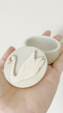 Load and play video in Gallery viewer, Vintage hand-carved soapstone trinket box with swan
