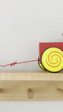 Load and play video in Gallery viewer, Vintage large wooden Babar in pull-along car with bell
