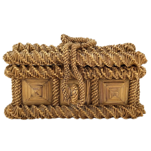 Load image into Gallery viewer, Antique Victorian straw-work jewellery/sewing box with green chartreuse satin lining - Moppet
