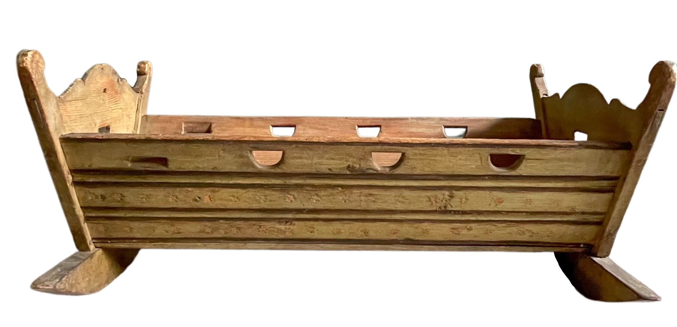 Antique 18th century Gustavian Swedish folk art cradle or crib - Moppet