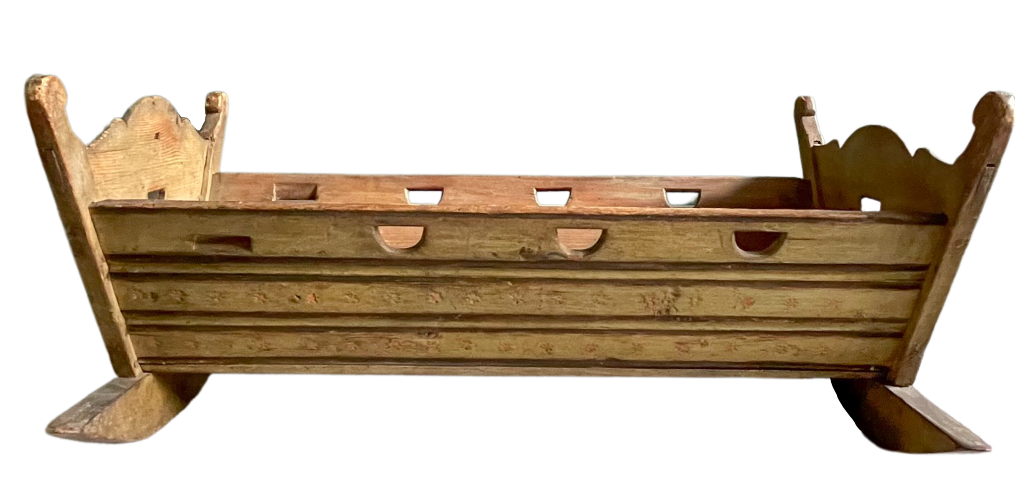 Antique 19th century Gustavian Swedish folk art cradle or crib