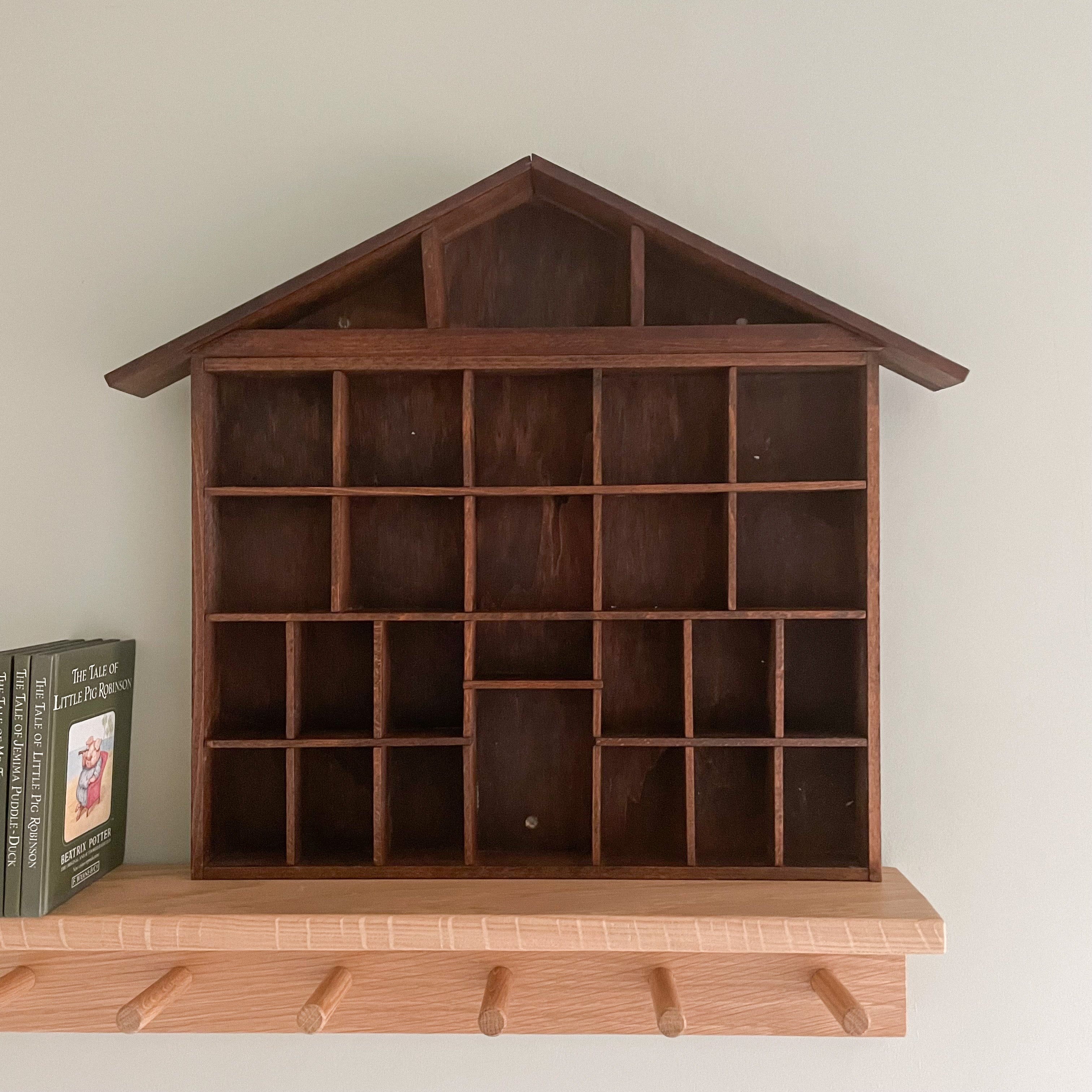 Vintage Austrian wooden house-shaped display box or curios/trinket shelves, wall mounted - Moppet