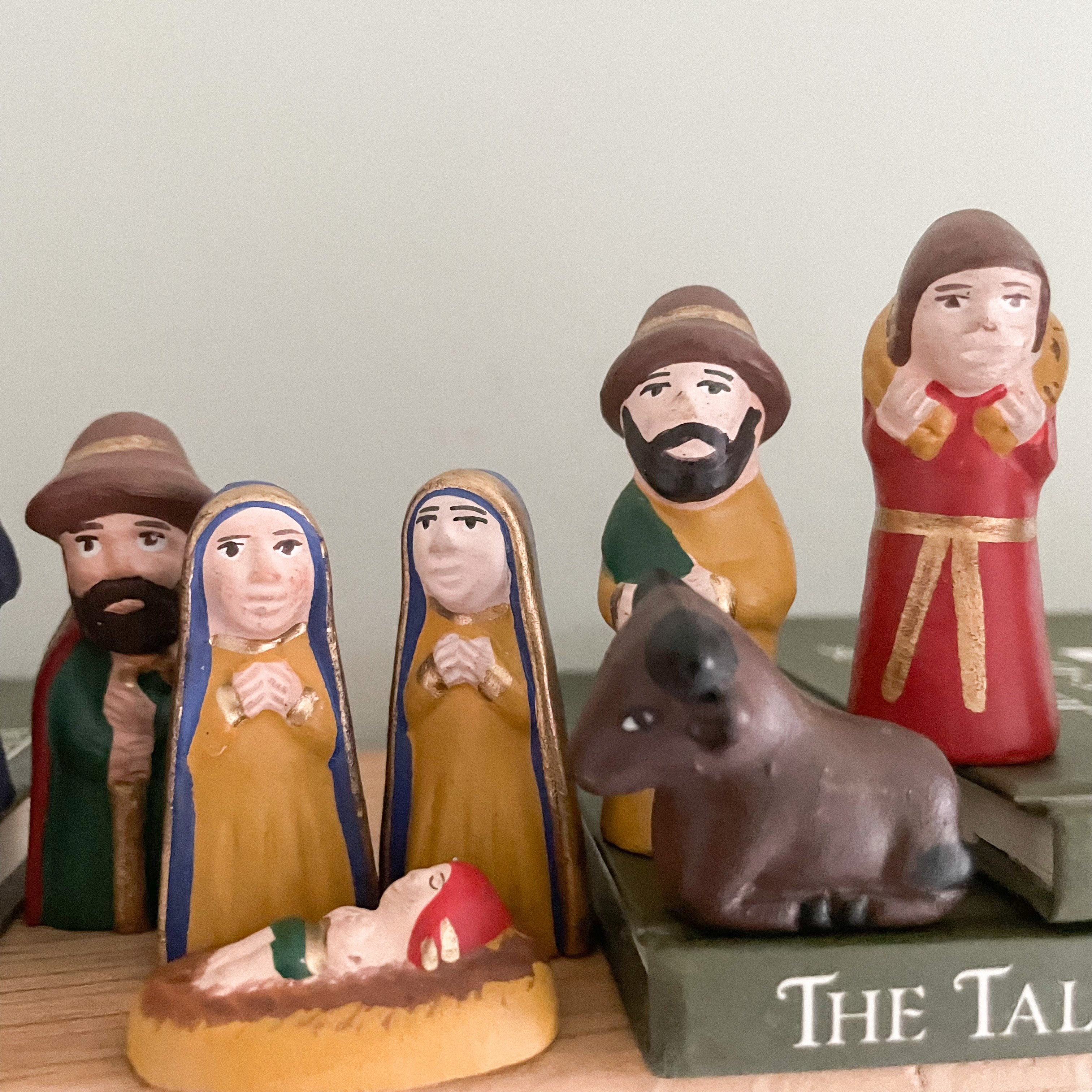 Vintage Peruvian handmade folk art ceramic pottery Christmas nativity set - Moppet