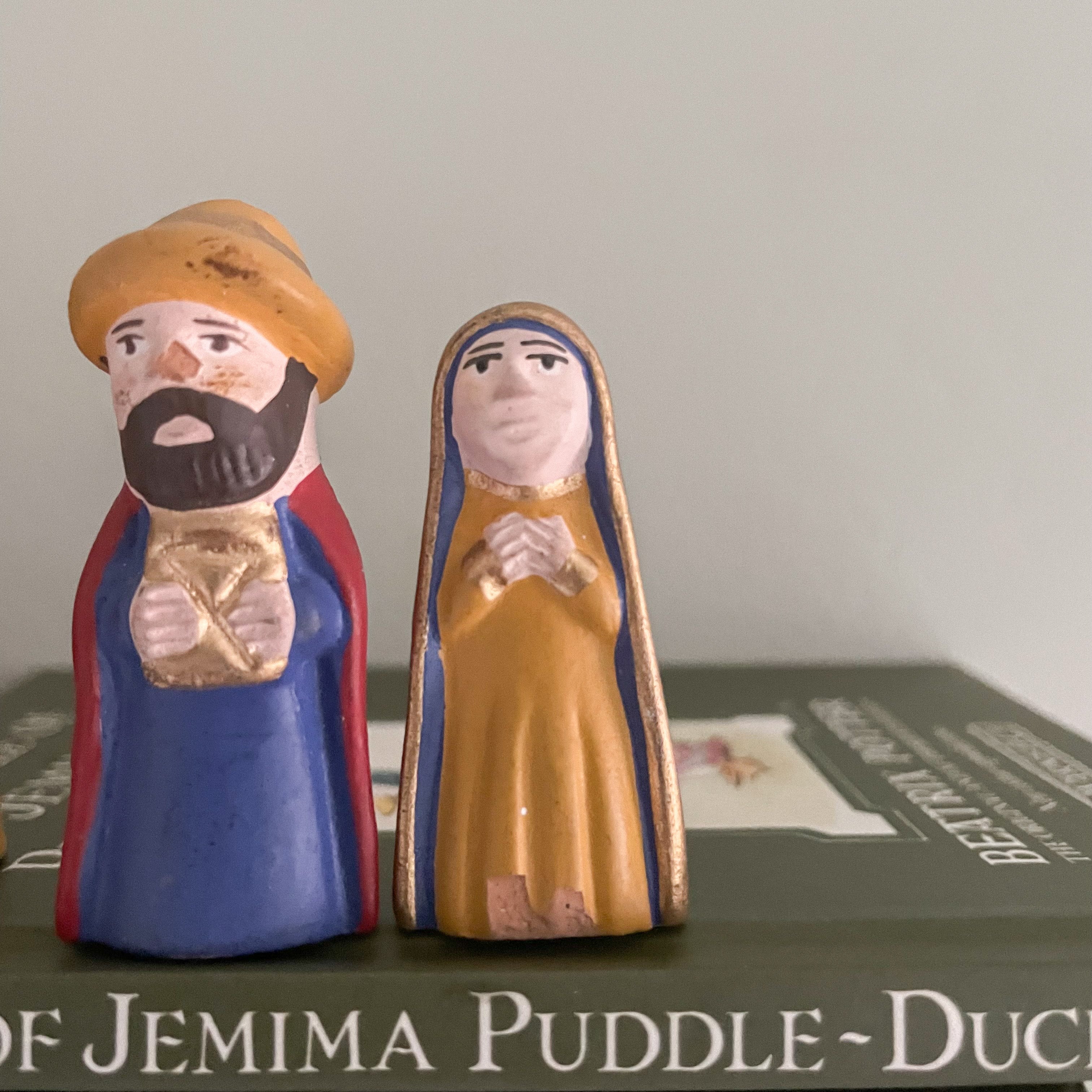 Vintage Peruvian handmade folk art ceramic pottery Christmas nativity set - Moppet