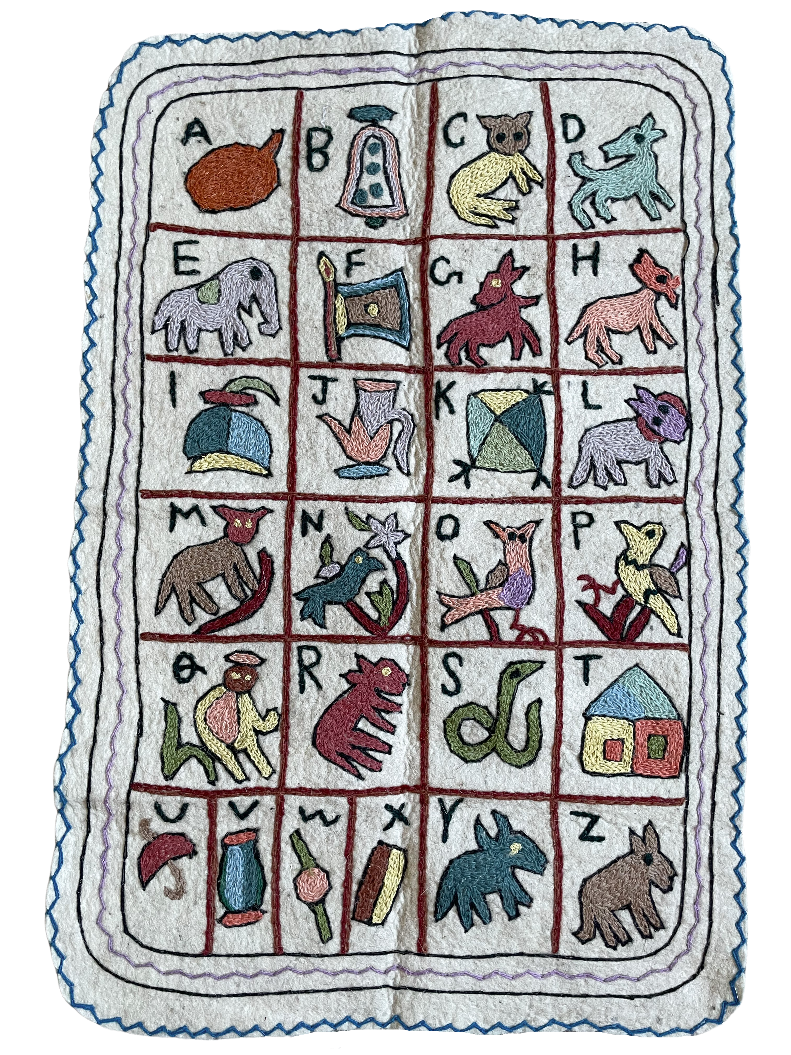 Alphabet wall hanging | felt ‘namda’ ABC rug | MEDIUM | design 002 - Moppet