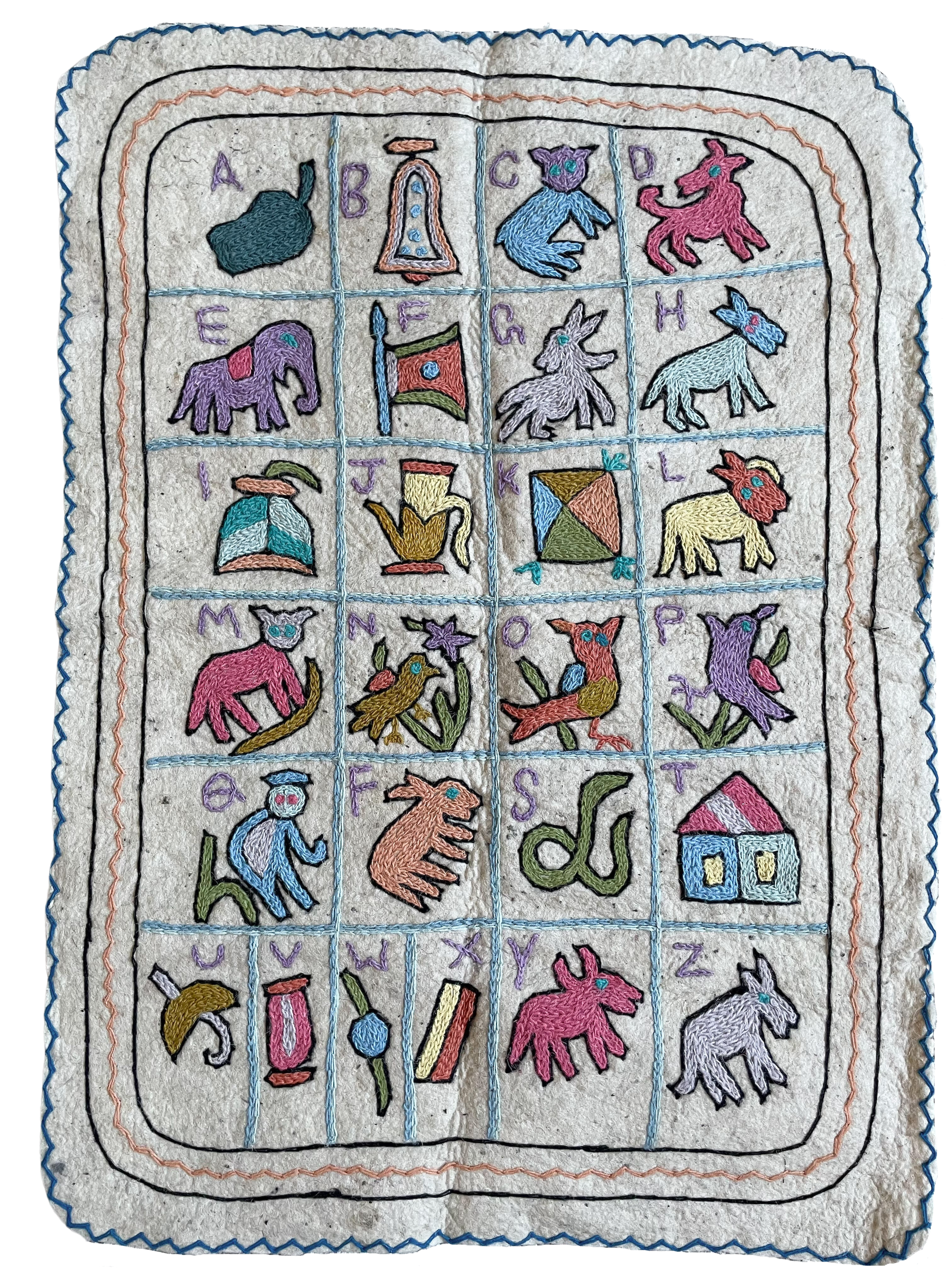 Alphabet wall hanging | felt ‘namda’ ABC rug | MEDIUM | design 003 - Moppet