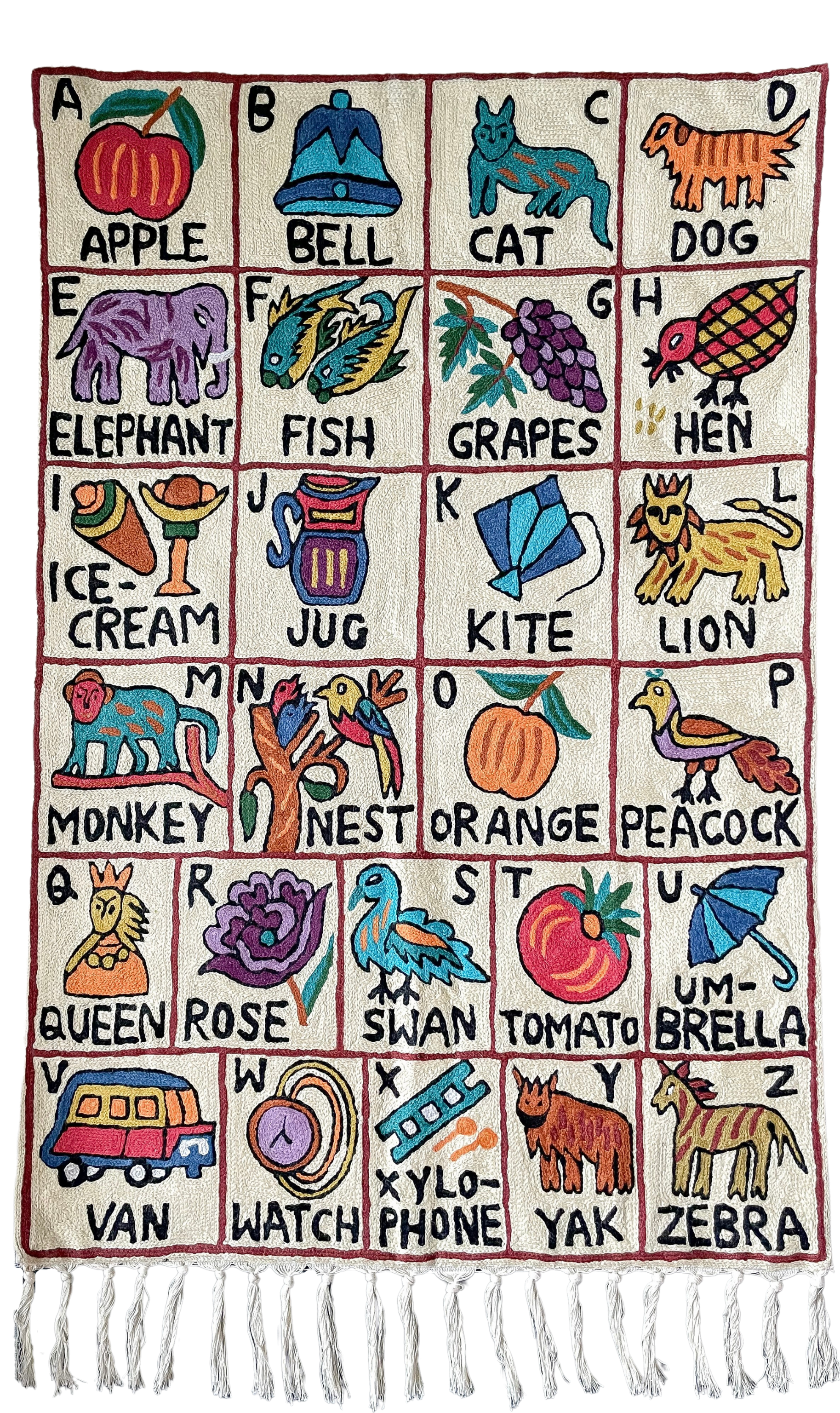 Handmade Alphabet ABC crewel wall hanging tapestry | Nishat  BACK IN STOCK - Moppet