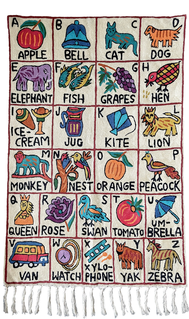 Handmade Alphabet ABC crewel wall hanging tapestry | Nishat  BACK IN STOCK - Moppet