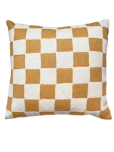 Load image into Gallery viewer, *NEW* Handmade crewel embroidered cushion cover | ochre yellow check - Moppet

