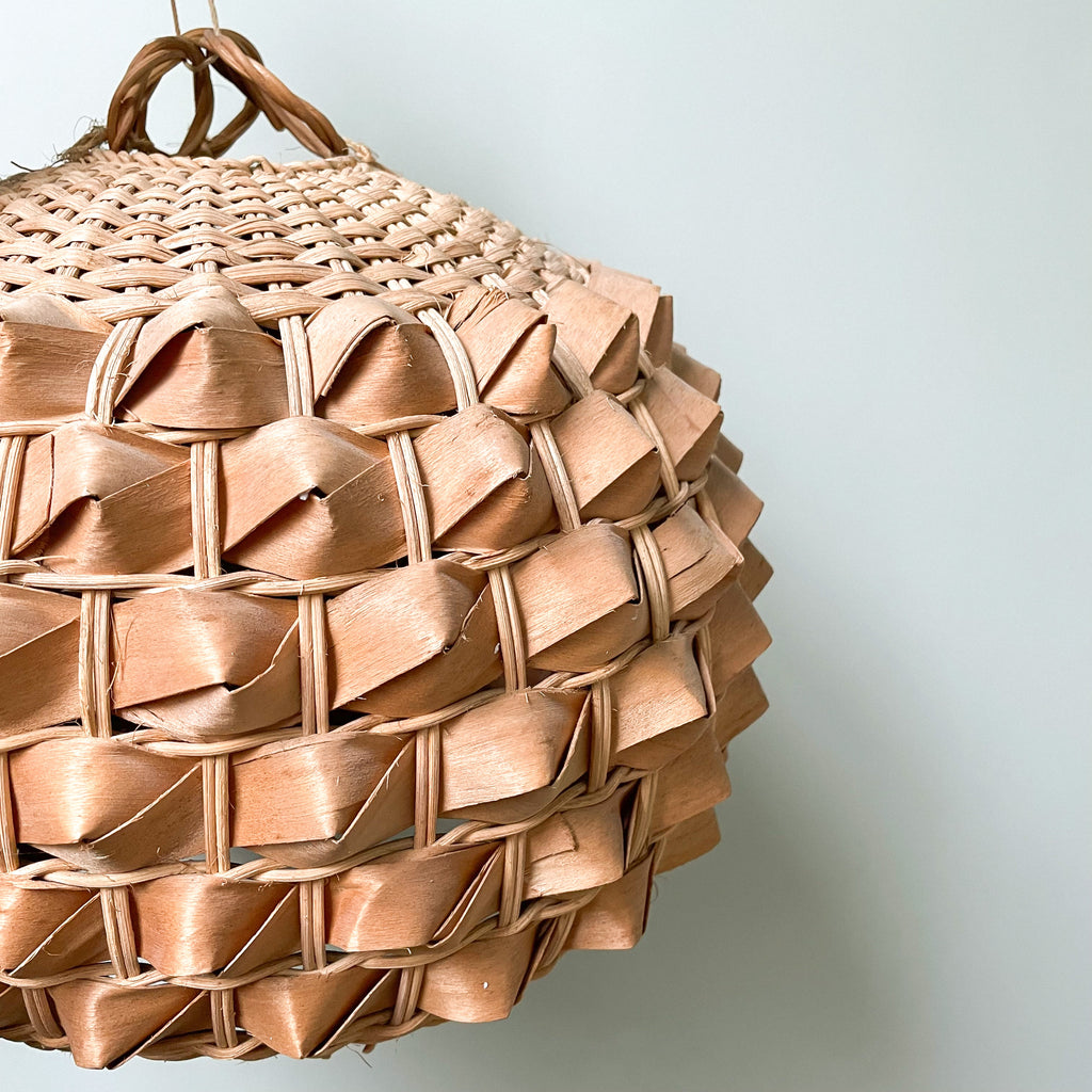Vintage woven spherical spiky rattan wicker ceiling shade - Moppet