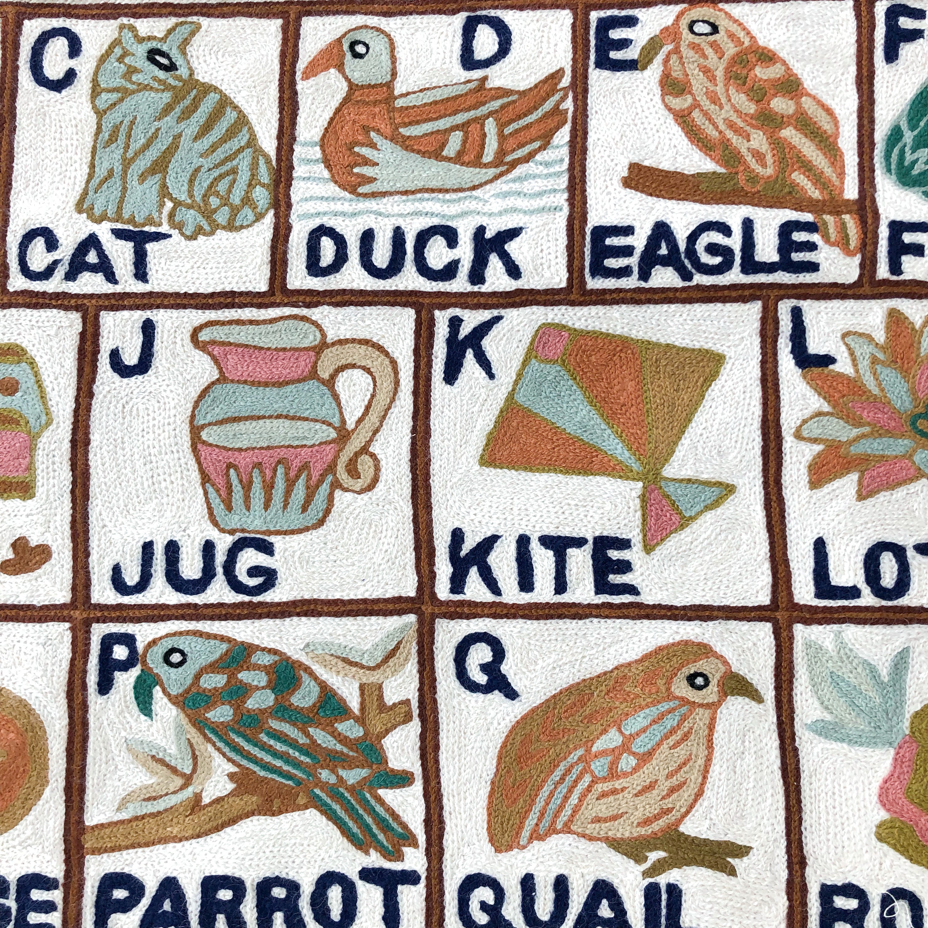 Handmade alphabet ABC crewel wall hanging  |  Tarsar - Moppet