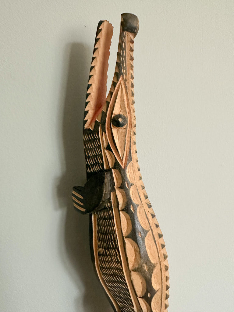 Vintage hand-carved wooden ebonised crocodile - Moppet