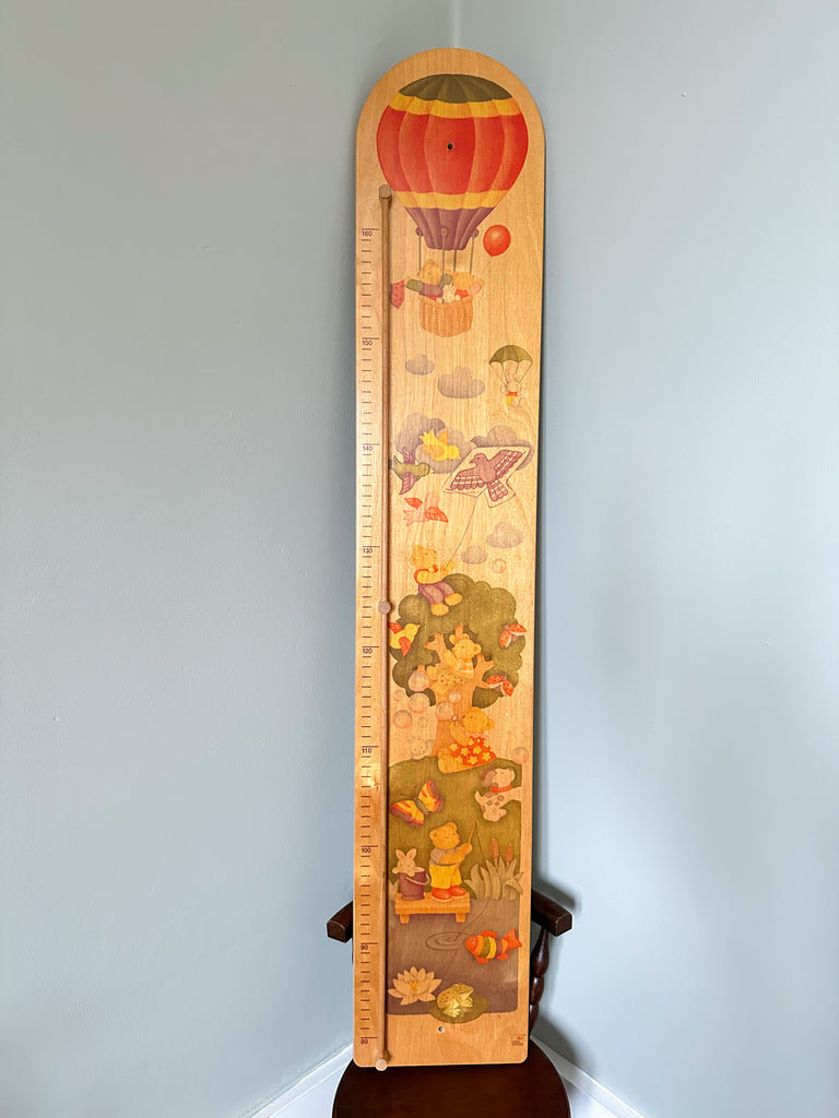 Vintage German teddy bear height chart / growth chart / measuring stick, by German toy brand Selecta Spielzeug - Moppet